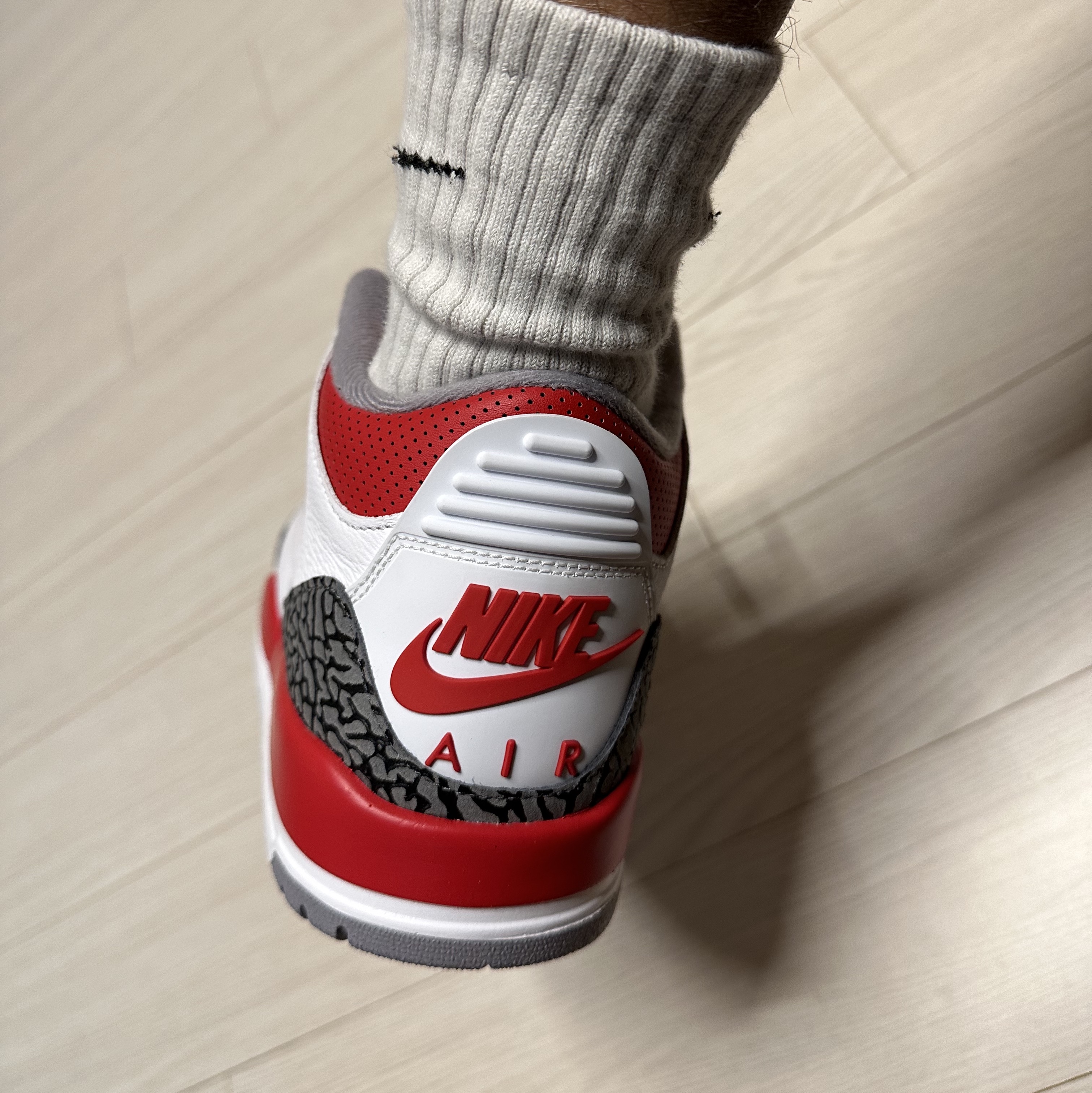 Jordan 3 Retro Fire Red 2022, Jordan x Trophy Room Wooven Jacket Midnight Navy - US/EU 착용 스타일 - 2
