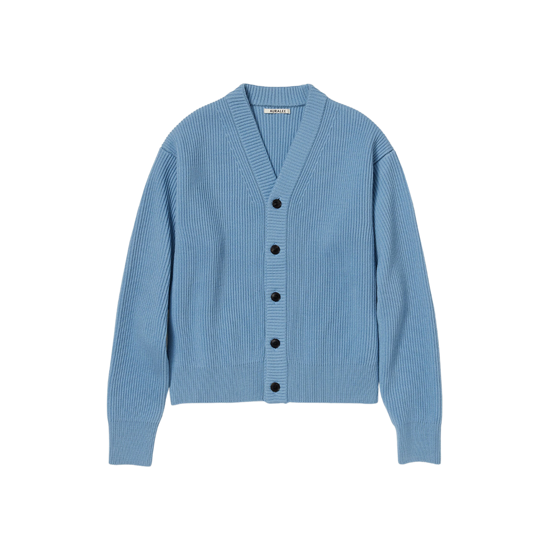 Auralee French Merino Rib Knit Cardigan Light Blue 상세 이미지 1