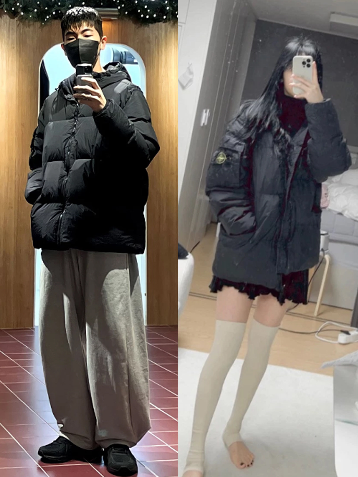 Stone Island 40223 Garment Dyed Crinkle Reps Down Jacket Black - 22FW, Stone Island 43619 Nylon Metal Econyl Regenerated Nylon Down Jacket Powder Blue - 22FW 착용 스타일 - 3