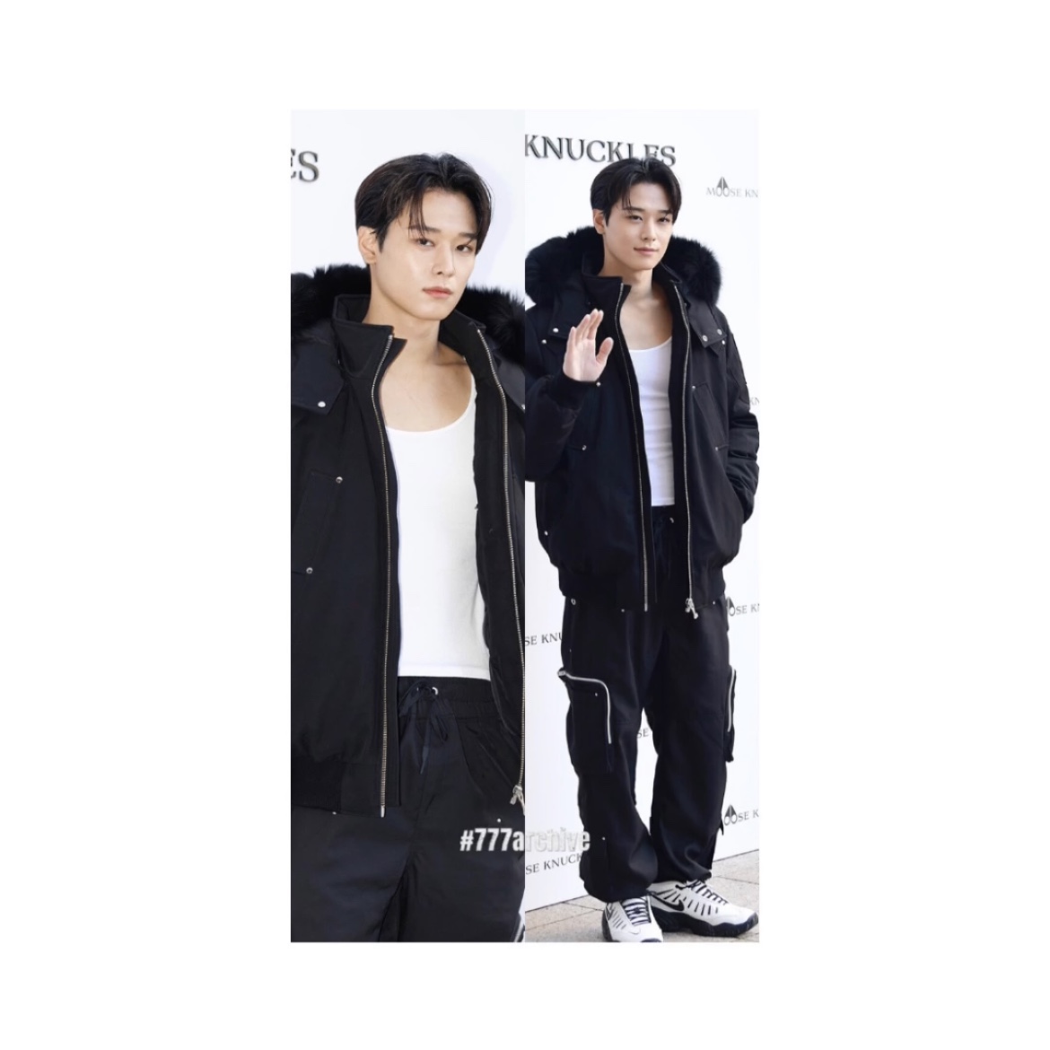 Nike x Ambush Air Adjust Force SP Summit White and Black, Moose Knuckles Ballistic Bomber Black Fox Fur Black 착용 스타일 - 1