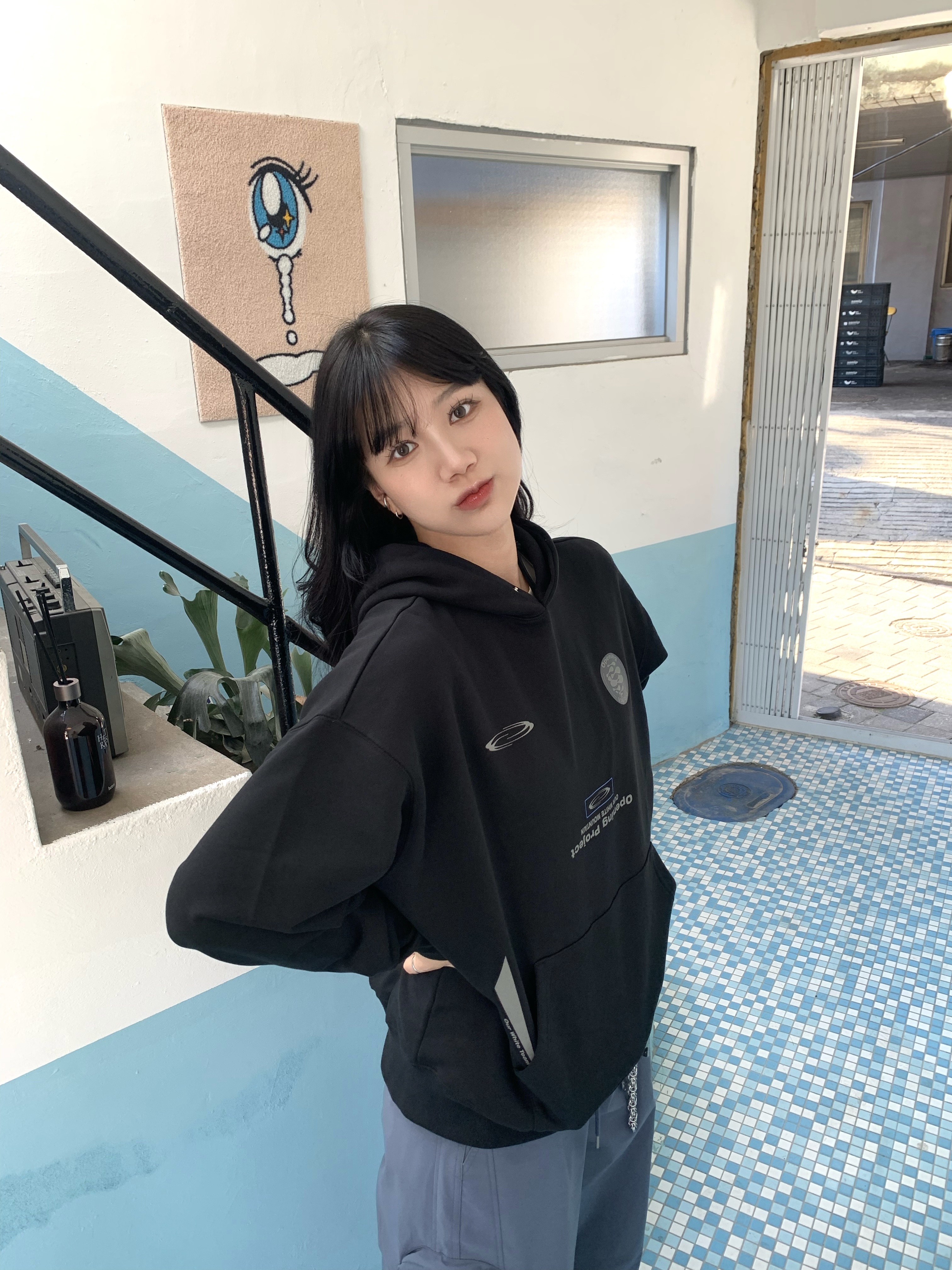 Opening Project Team Play Hoodie Black, Nike Air Kukini Triple Black 착용 스타일 - 1