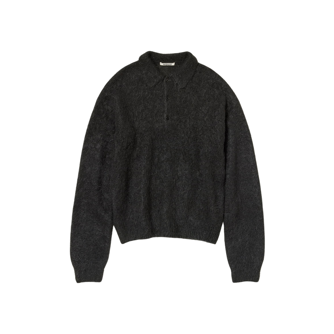 Auralee Brushed Super Kid Mohair Knit Polo Ink Black 상세 이미지 1