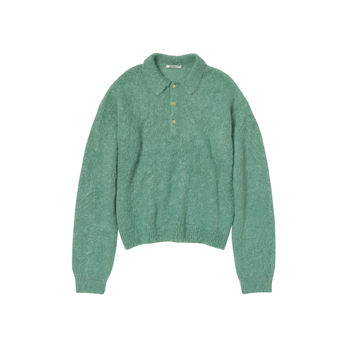 Auralee Brushed Super Kid Mohair Knit Polo Jade Green 상세 이미지 1