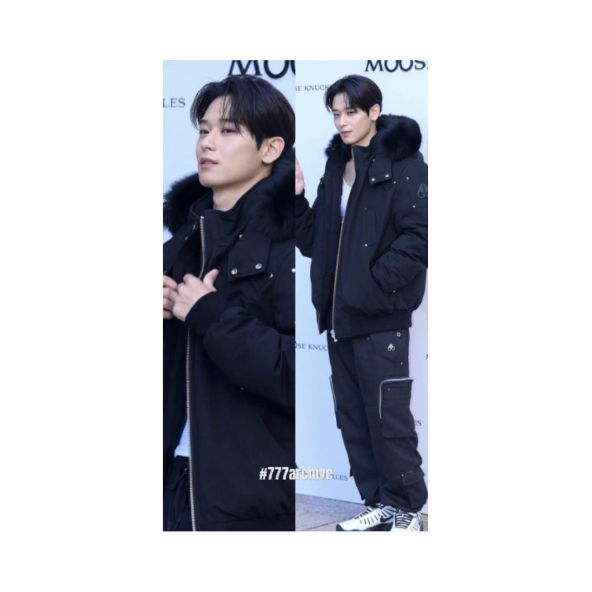 Nike x Ambush Air Adjust Force SP Summit White and Black, Moose Knuckles Ballistic Bomber Black Fox Fur Black 착용 스타일 - 3
