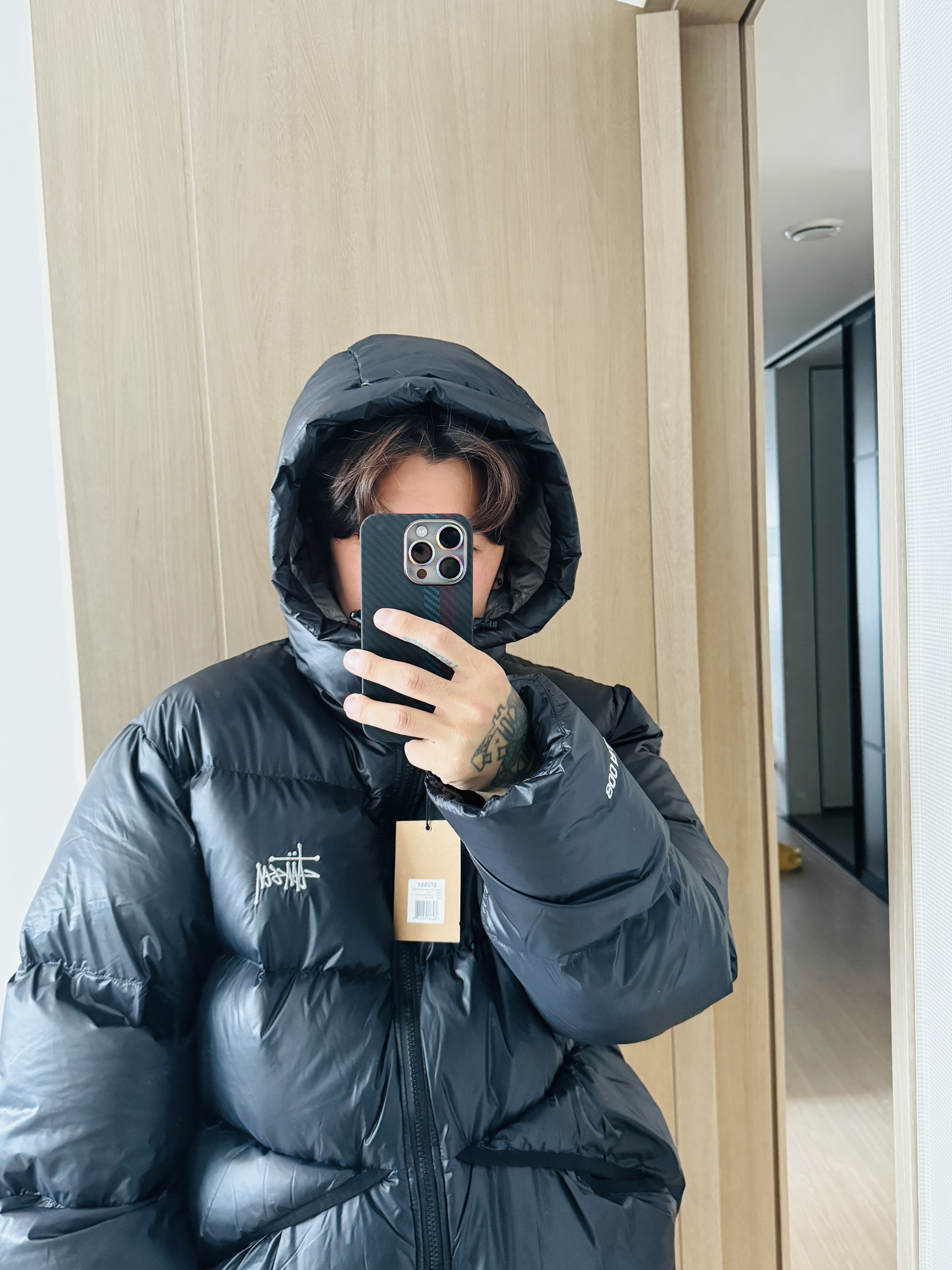 Stussy Down Parka Micro Ripstop Phantom Black 착용 스타일