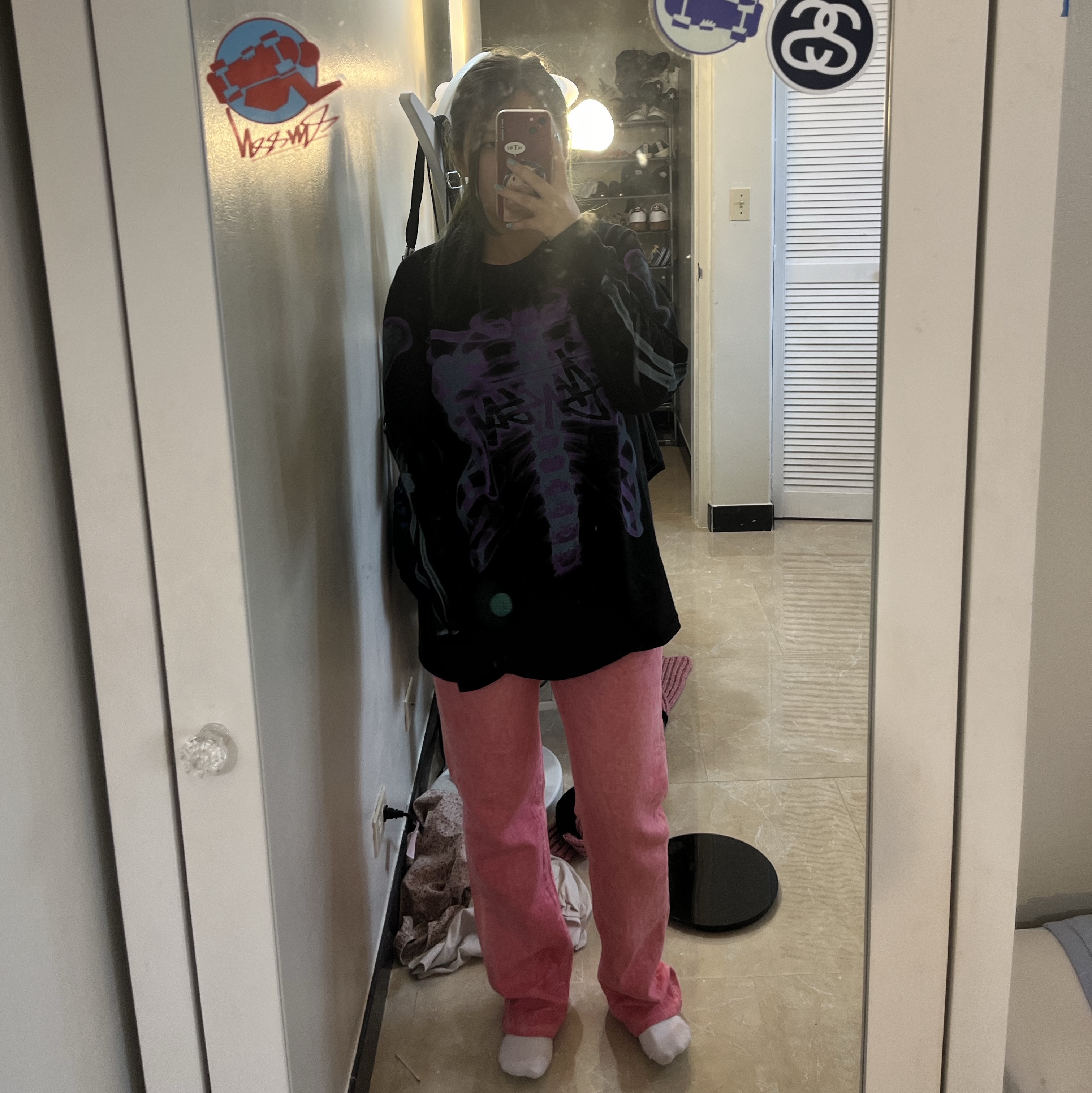 Stussy x Levi's Jacquard Jean Pink, Stussy x Levi's Jacquard Trucker Jacket Pink 착용 스타일 - 5