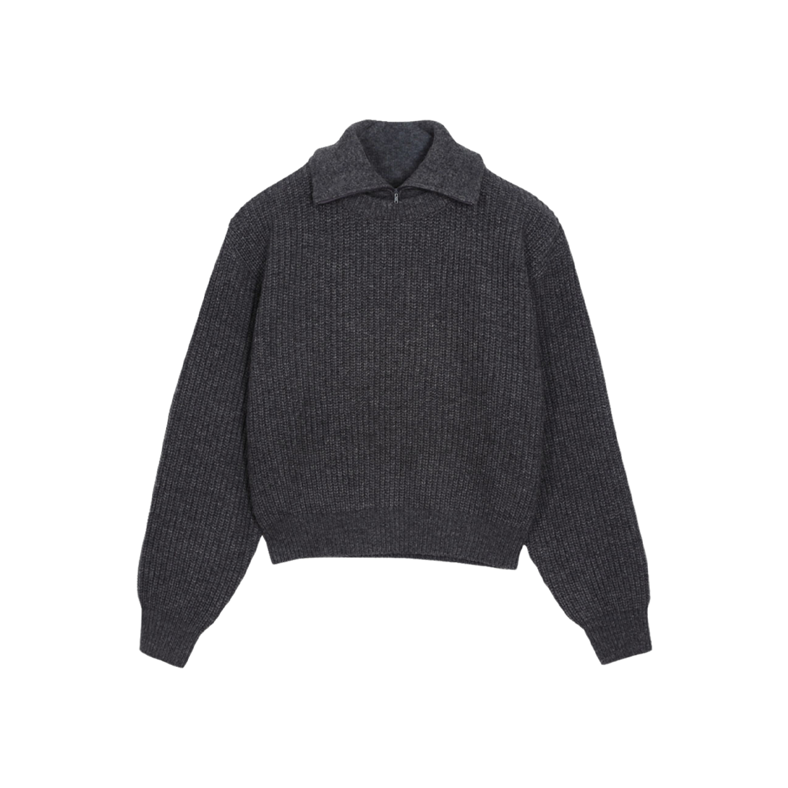 (W) Haag A Neck Zip-Up Knit Charcoal 상세 이미지 1