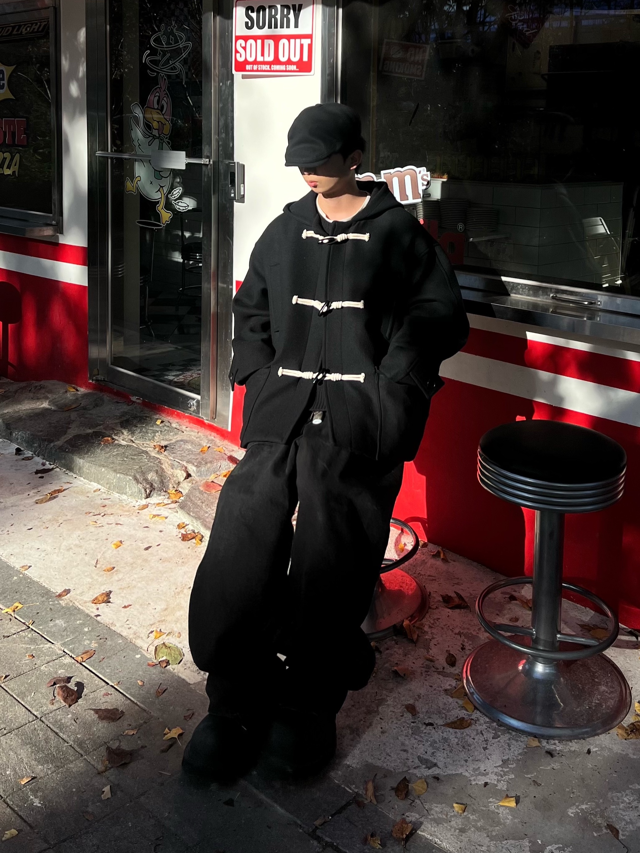 Project G/R Backward Denim Pants Black, Balenciaga Steroid Derby Black 착용 스타일 - 5