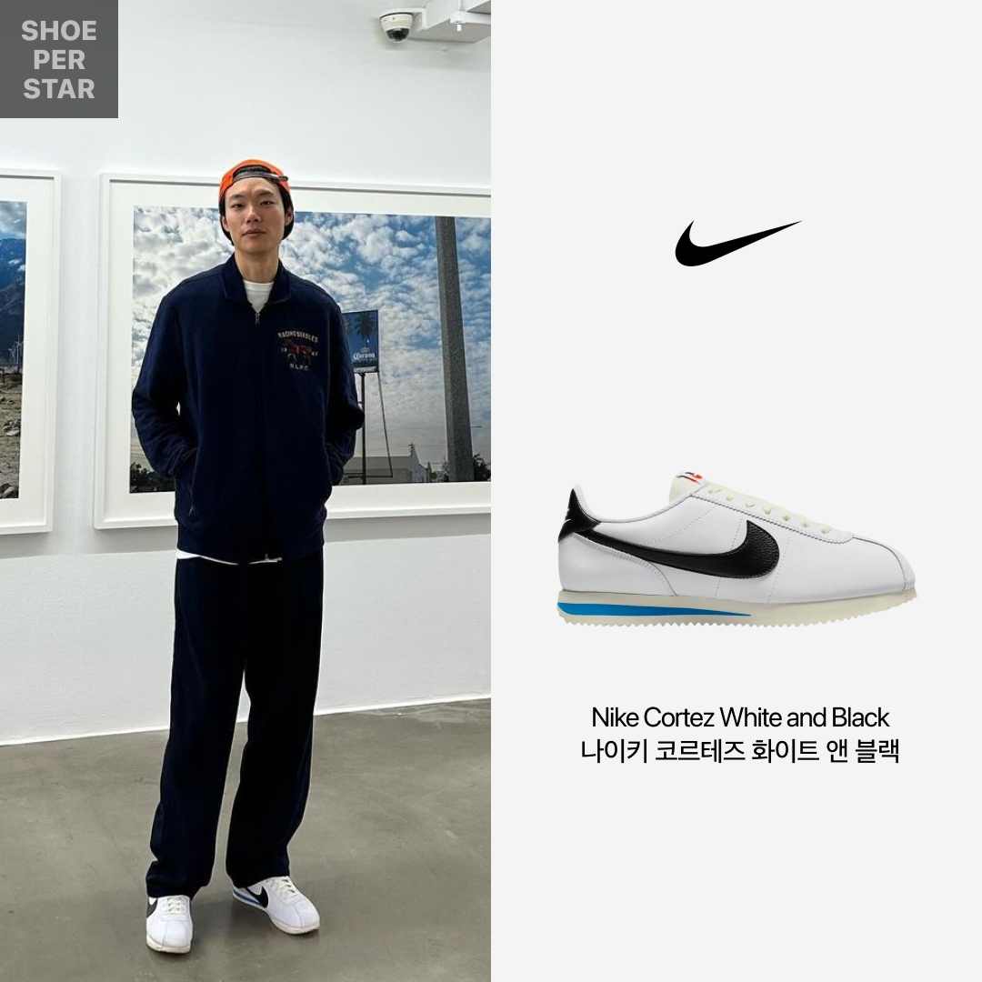 Nike Cortez White and Black 착용 스타일 - 1