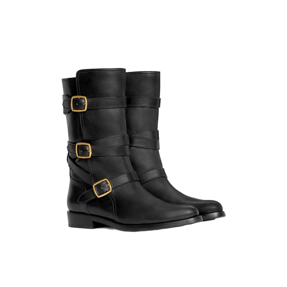 (W) Celine Lyra Triple Buckles Boot in Calfskin Black 상세 이미지 2