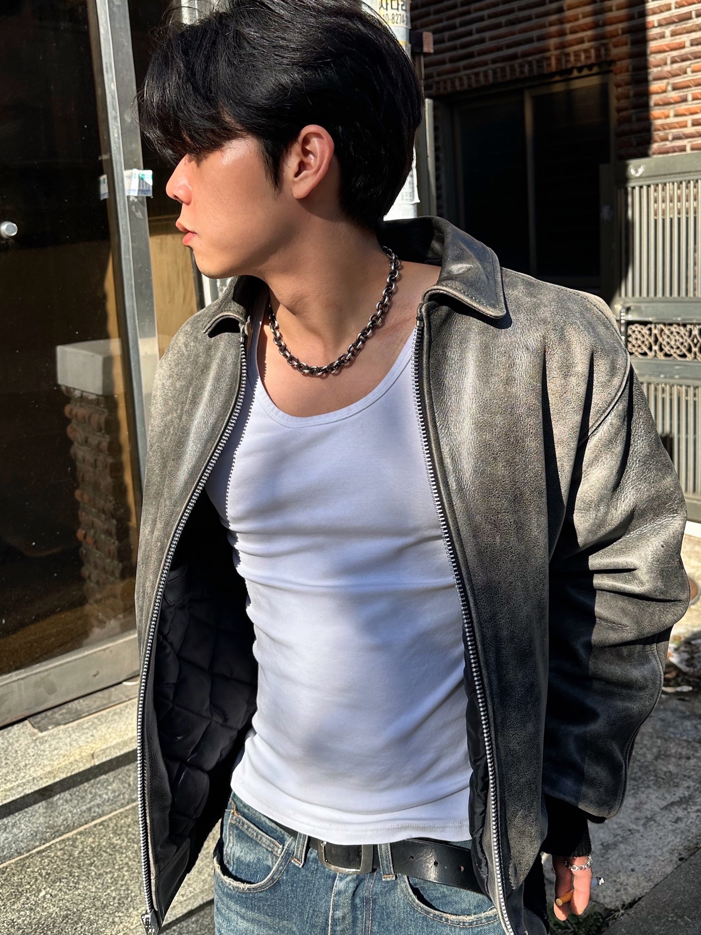 Supreme x Vanson Leathers Worn Leather Jacket Dark Purple - 20FW 착용 스타일 - 1
