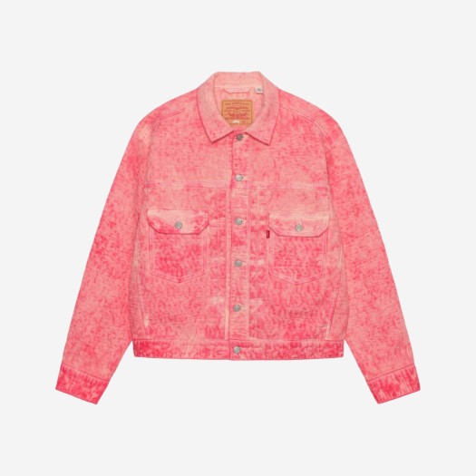 스투시 x 리바이스 자카드 트러커 자켓 핑크