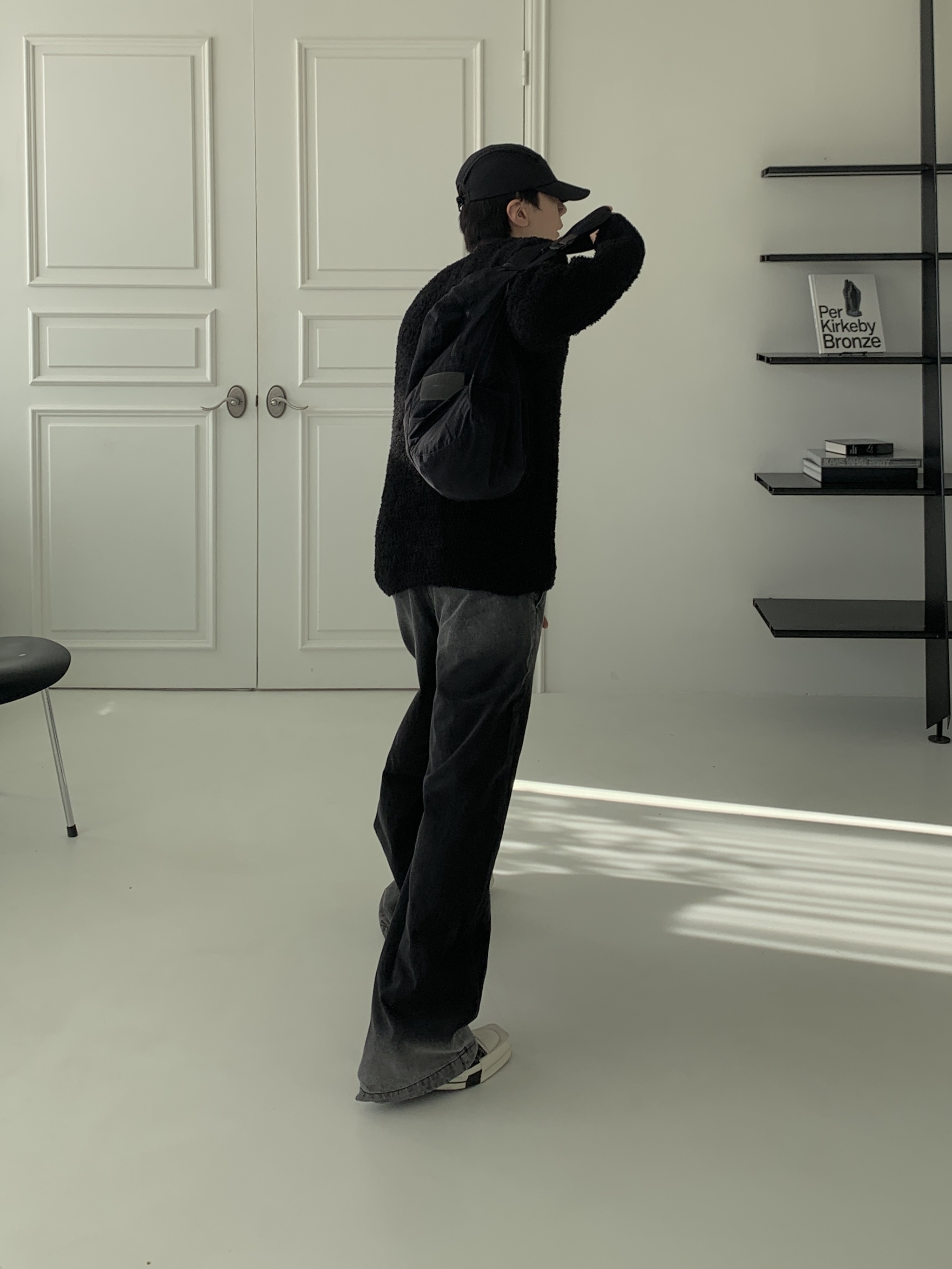 Converse x Drkshdw Turbodrk Chuck 70 Hi Black, Our Legacy Slim Backpack Black Dense Liquid Nylon 착용 스타일 - 5