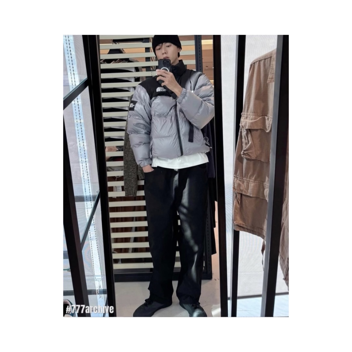 Ader Error Atte Jacket Noir, The North Face White Label Novelty Nuptse Down Jacket Heather Gray 착용 스타일 - 1