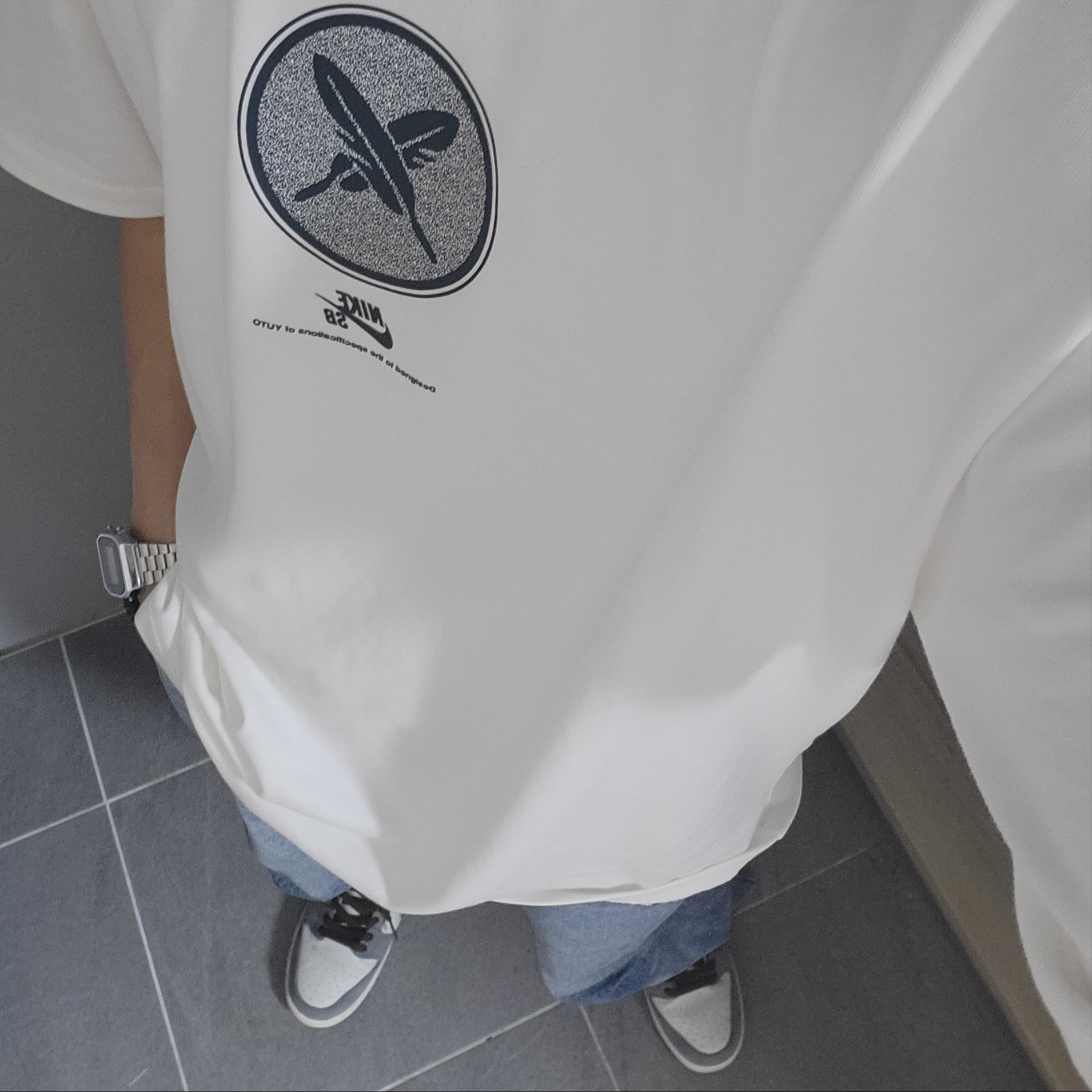 Nike x Yuto Horigome SB Max90 Skateboarding T-Shirt White - Asia, Nike x Yuto Horigome SB Dunk Low Wolf Grey 착용 스타일