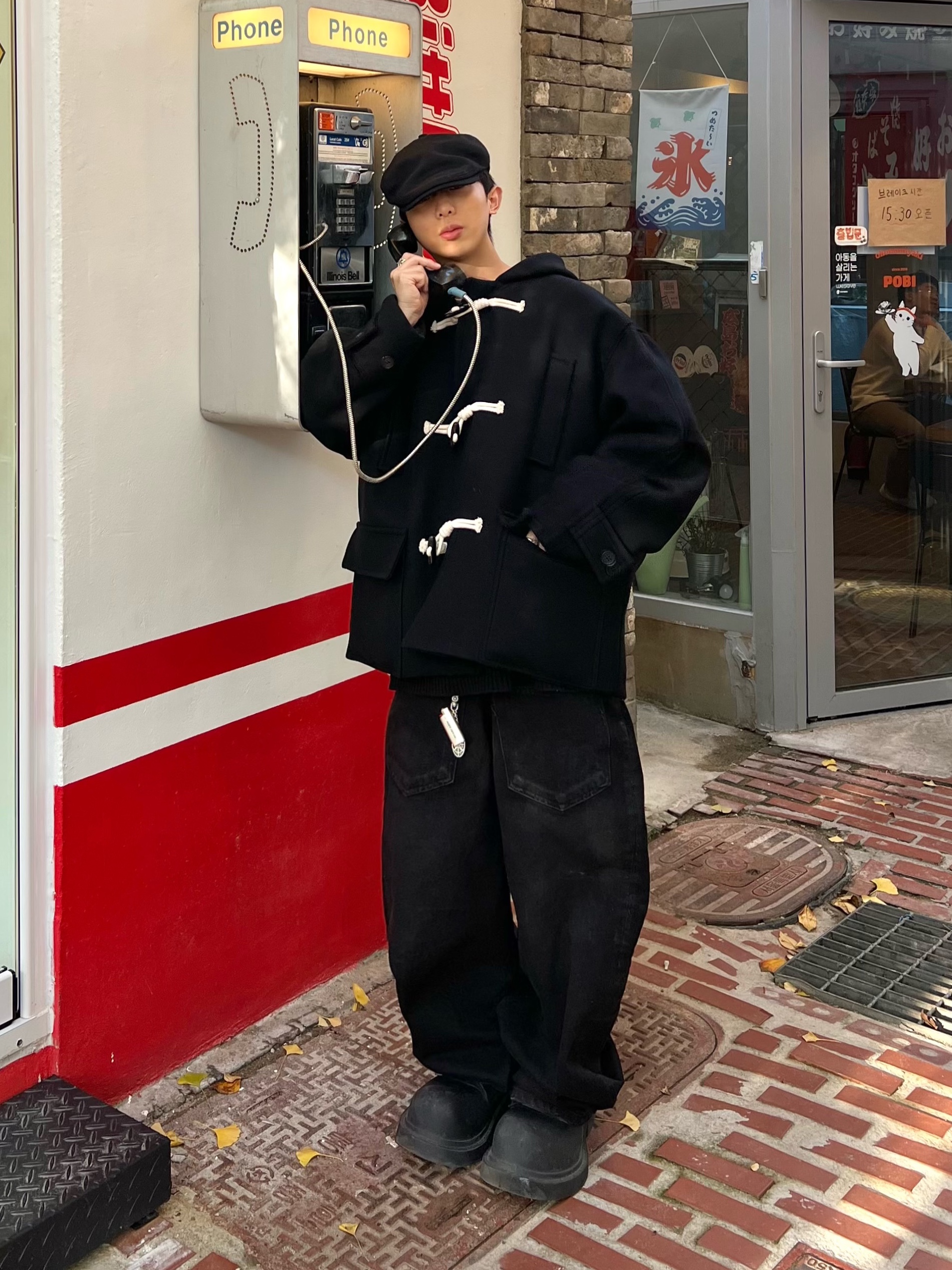 Project G/R Backward Denim Pants Black, Balenciaga Steroid Derby Black 착용 스타일 - 3