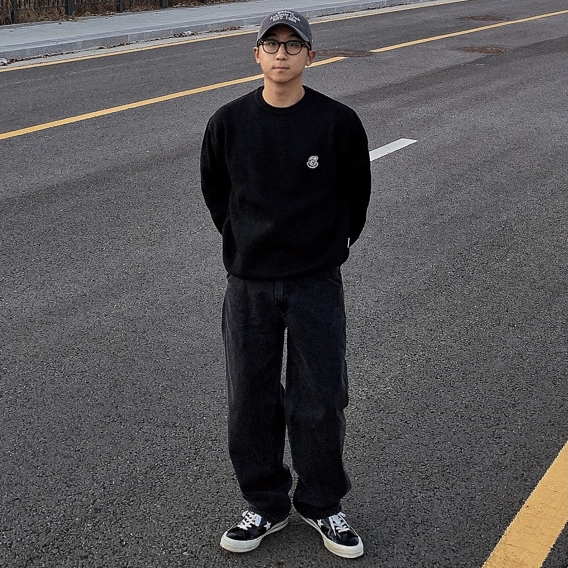 Converse One Star Ox Black 착용 스타일 - 1