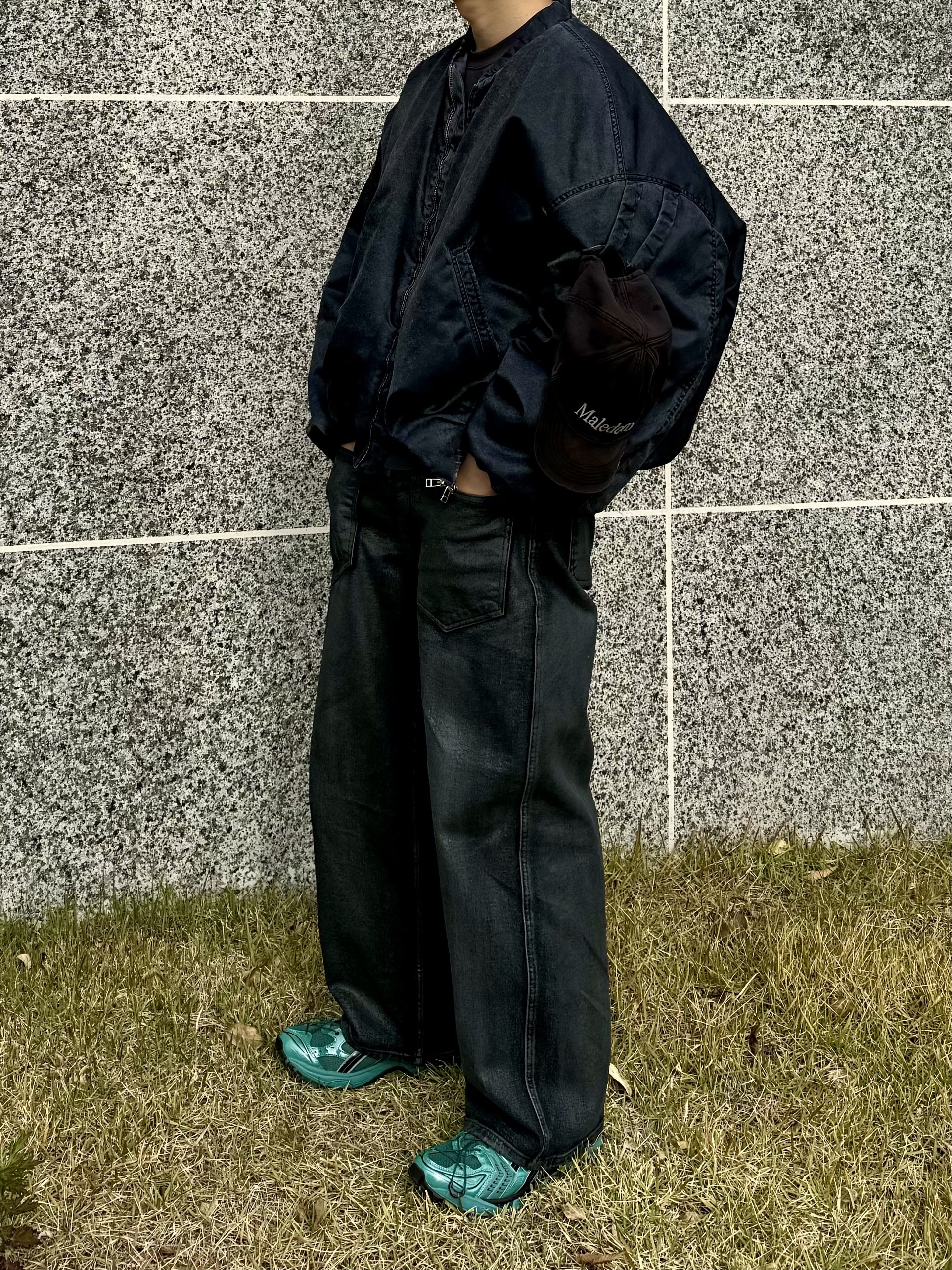 Asics x Unaffected Gel-Kayano 14 Uranus Green, Nonnod x Undermycar Esker Jacket Crown Blue 착용 스타일 - 2