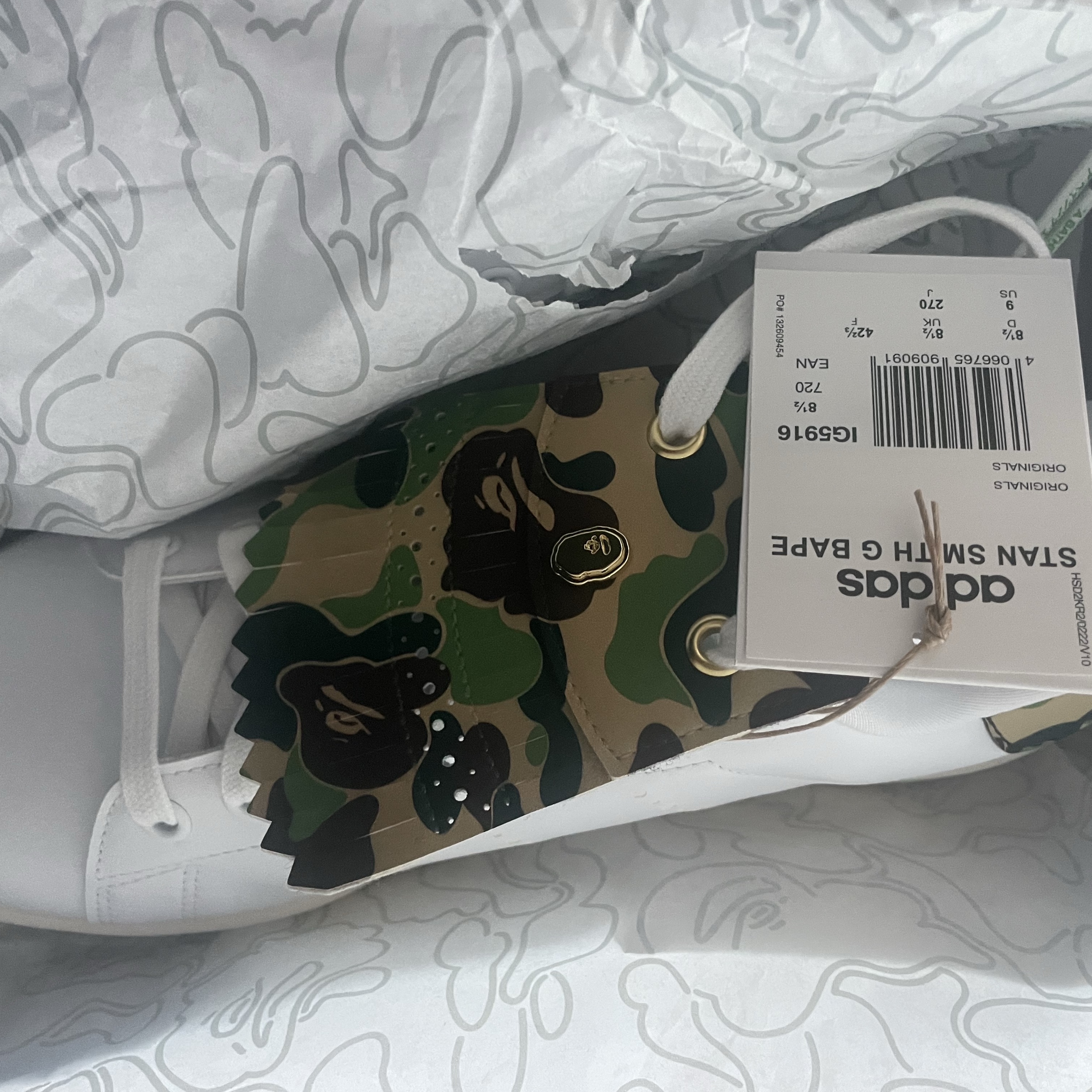 Adidas x BAPE Stan Smith Golf Cloud White Green 착용 스타일