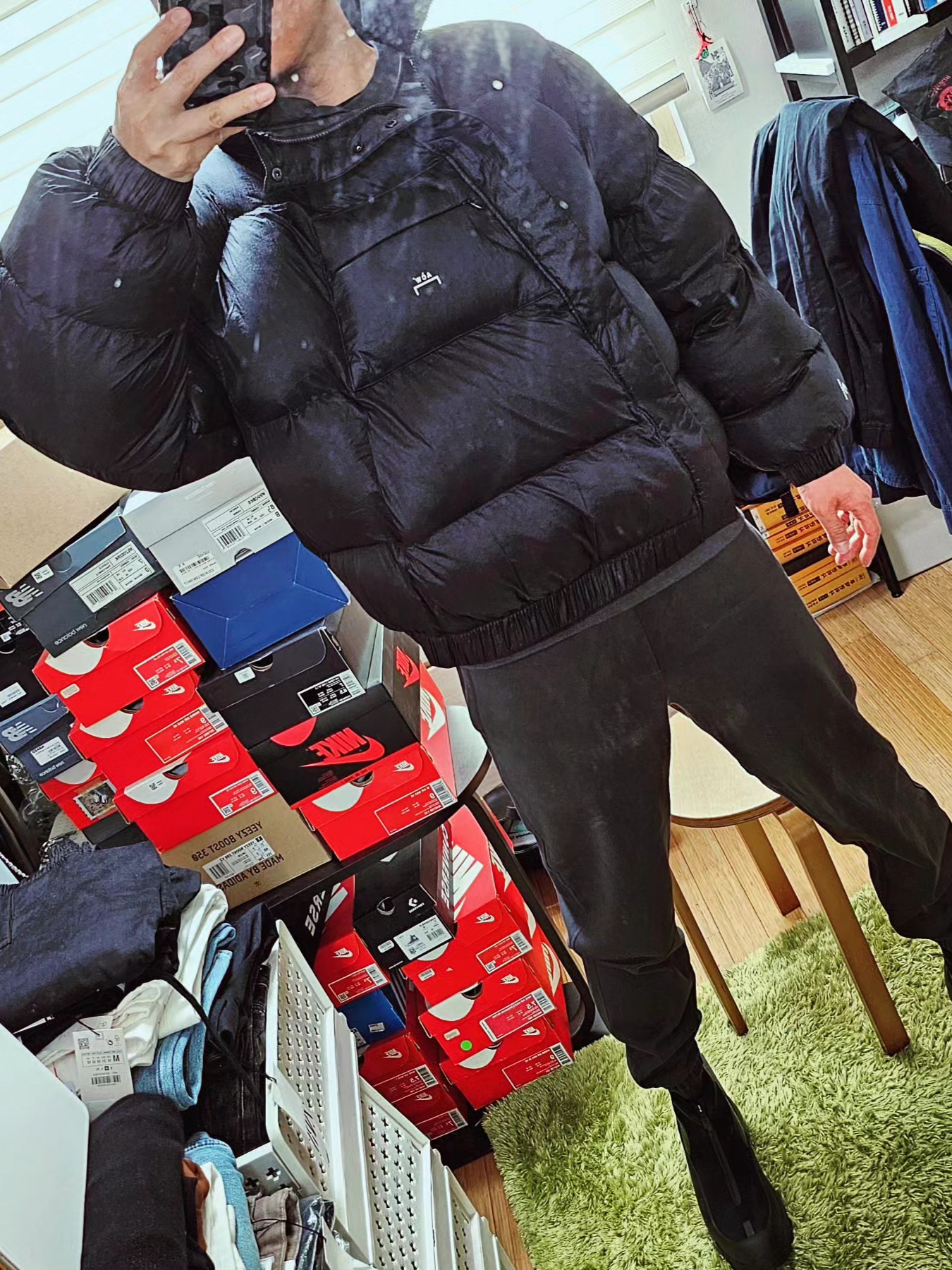 Converse x A-Cold-Wall Super Puffer Jacket Black, Converse x A-Cold-Wall Geo Forma Boot Onyx 착용 스타일 - 2