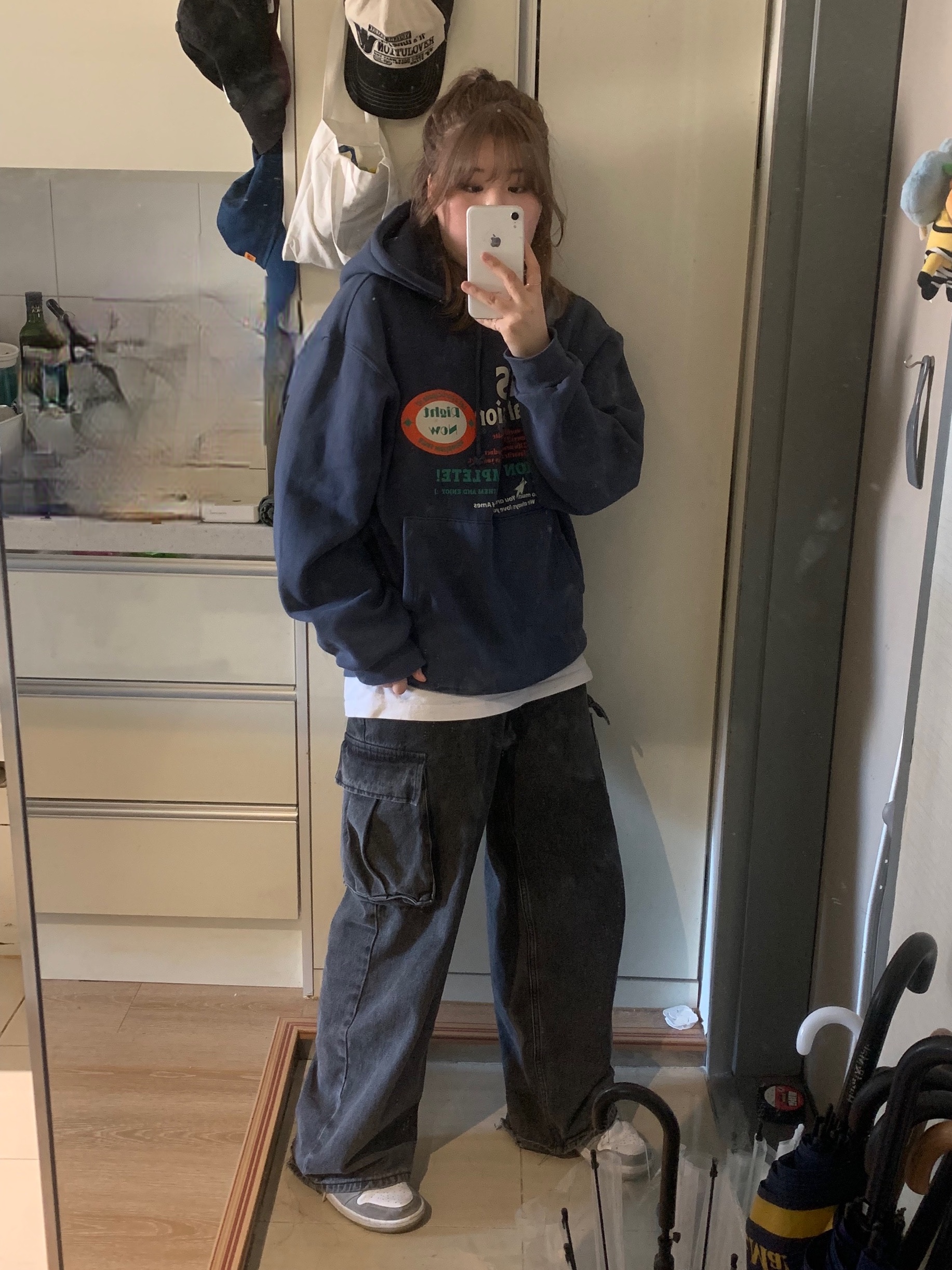 (W) Jordan 1 Mid Wolf Grey 착용 스타일