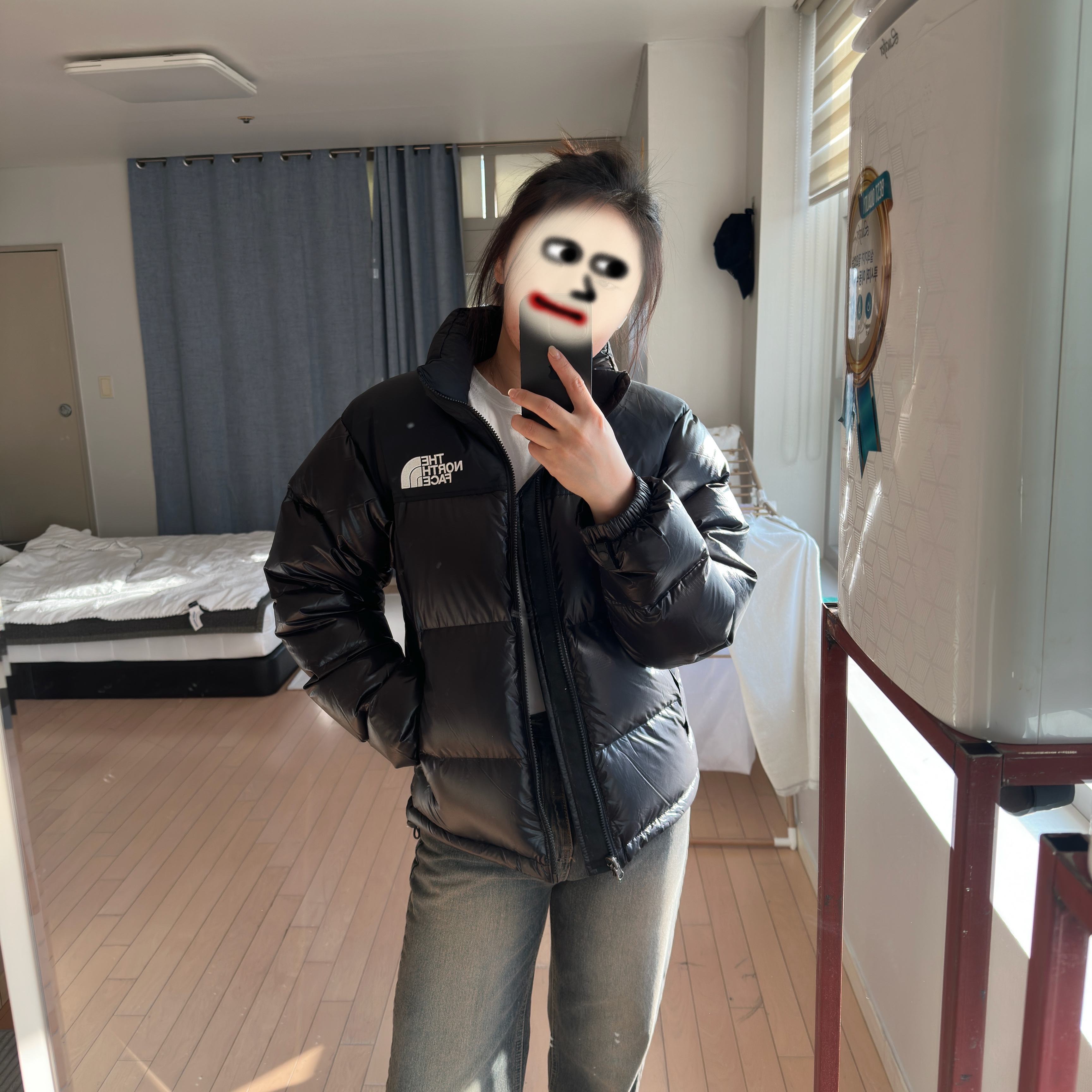The North Face 1996 Eco Nuptse Jacket Real Black 착용 스타일 - 1