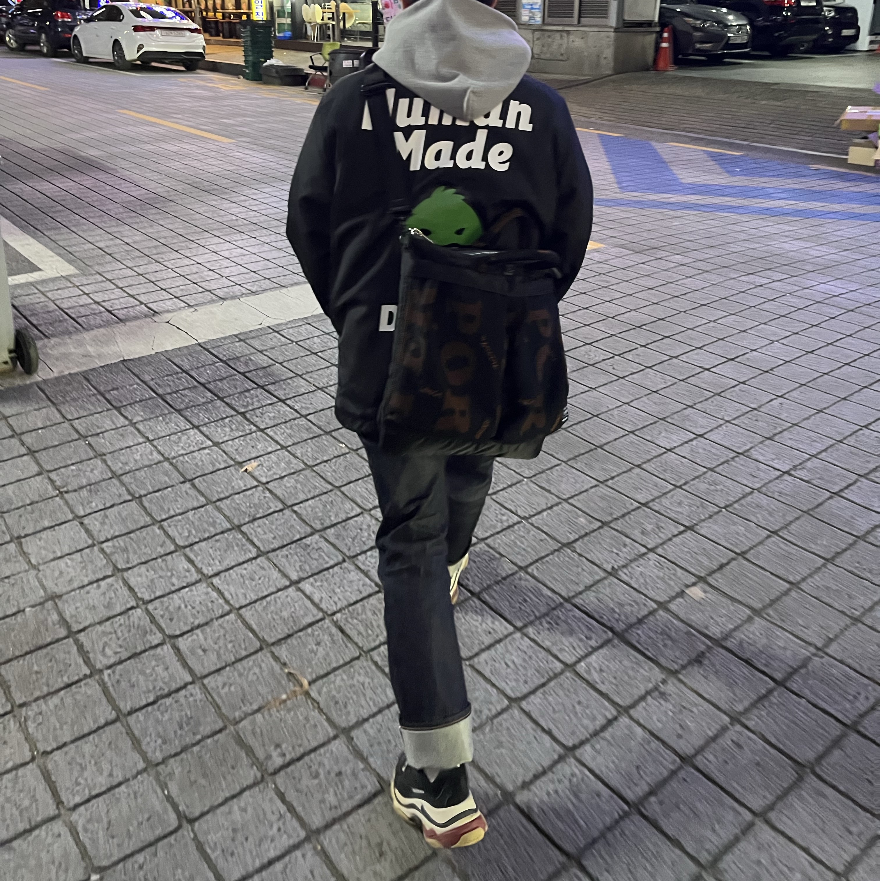 Human Made Coach Jacket Black, (W) Balenciaga Triple S Trainer Black White Red 착용 스타일