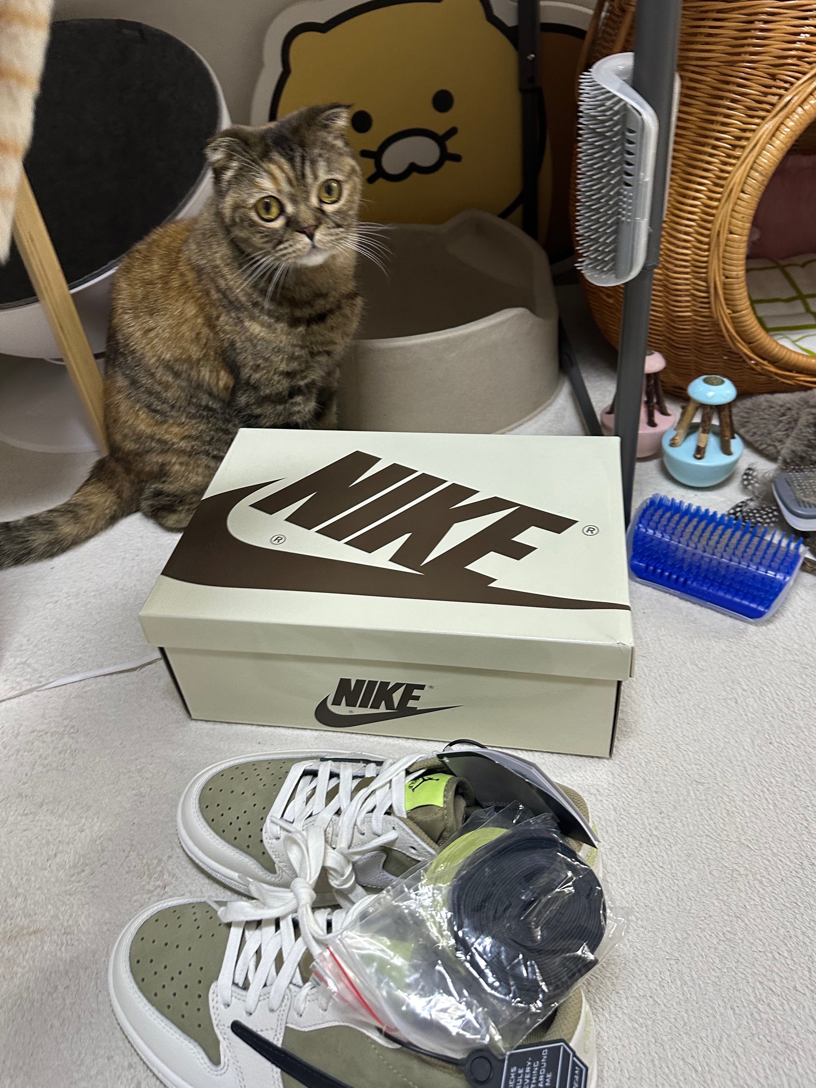 Jordan 1 x Travis Scott Retro Low Golf NRG Neutral Olive 착용 스타일 - 3