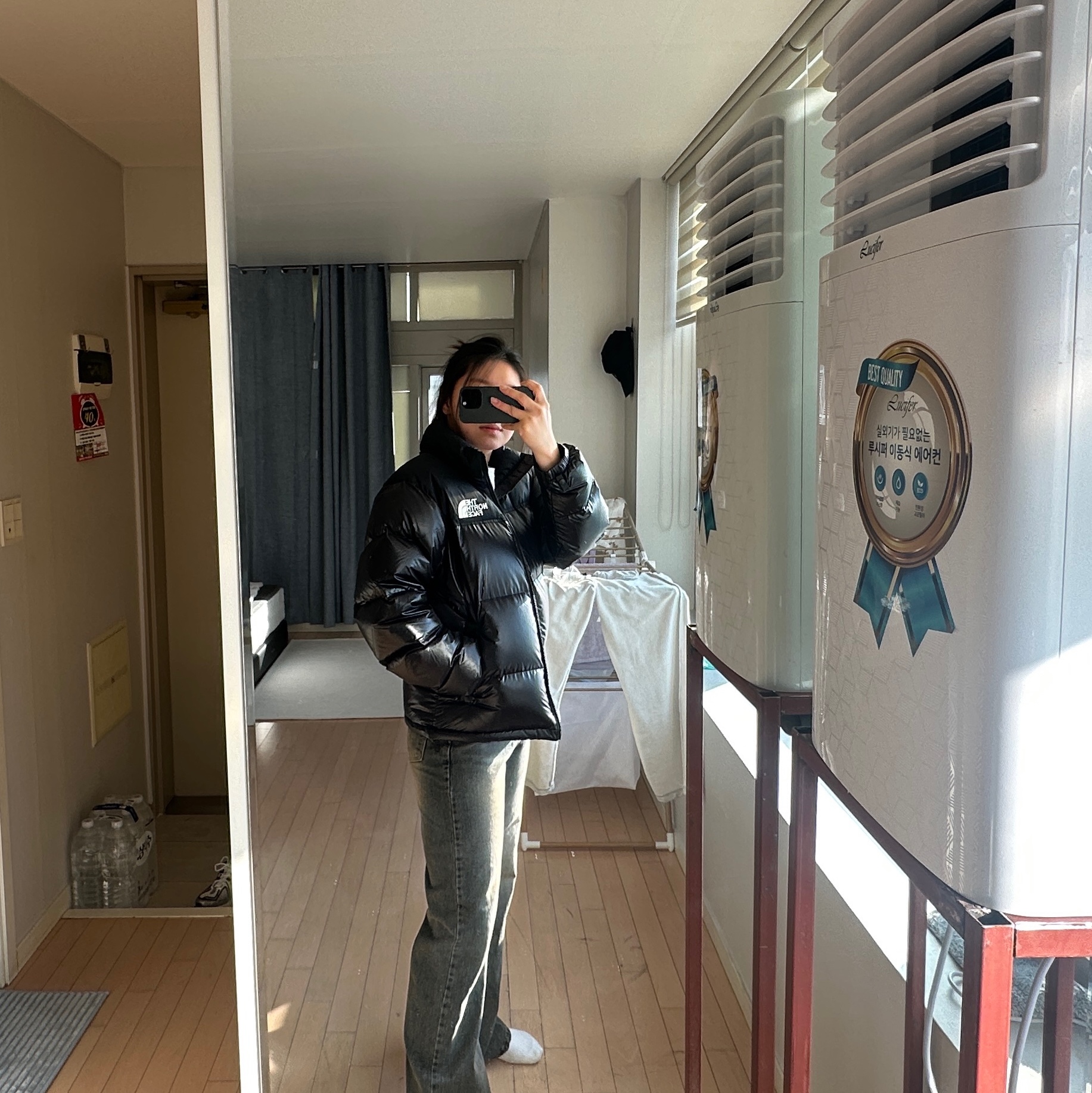 The North Face 1996 Eco Nuptse Jacket Real Black 착용 스타일 - 2