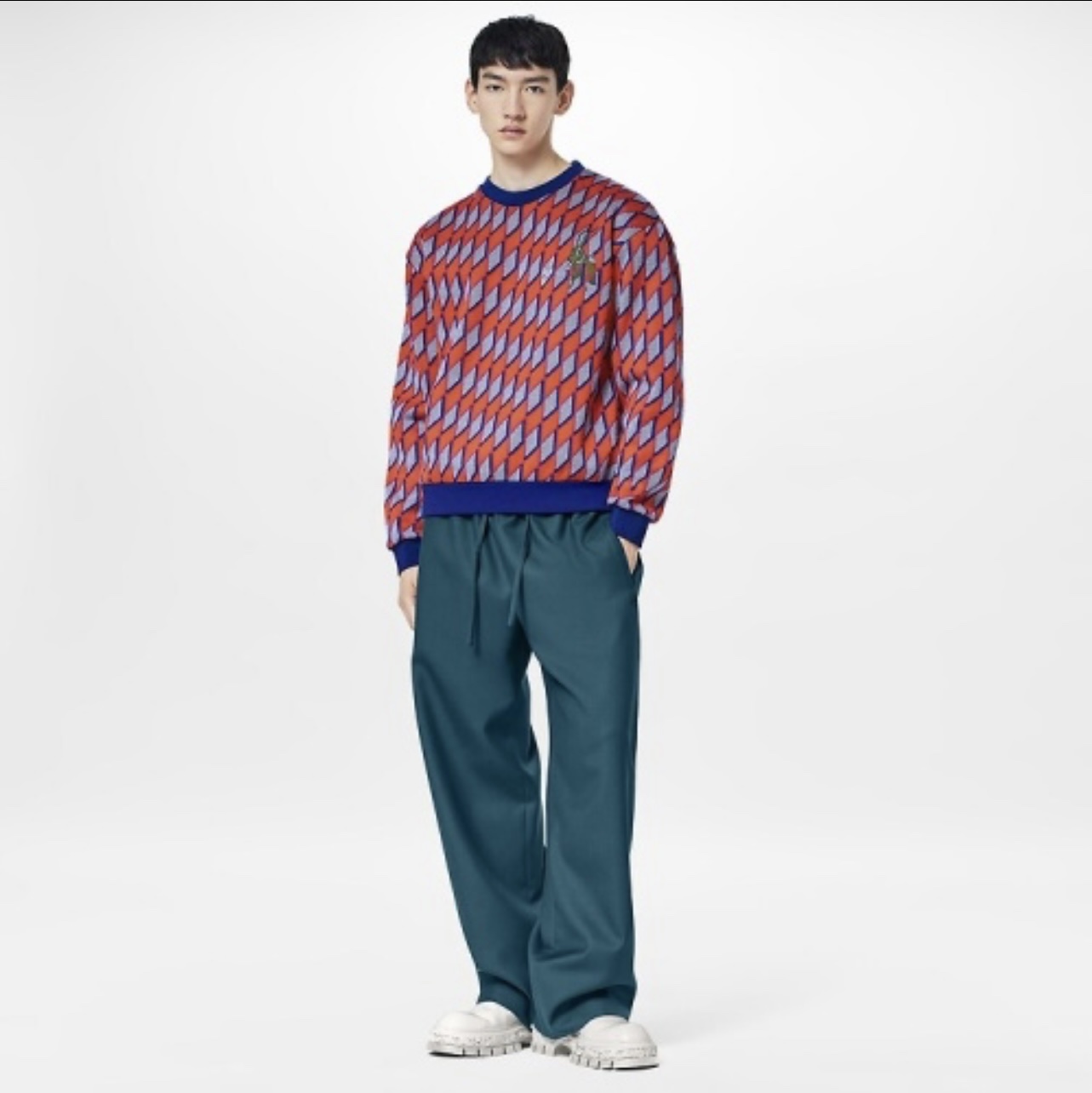 Louis Vuitton Ribbed Damier Crewneck Knit Brown 착용 스타일 - 3