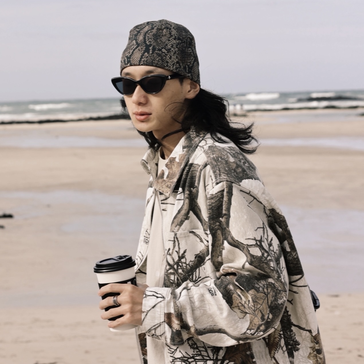 Stussy Realtree Edge Zip Work Jacket Snow, Stussy Canvas Work Pants Bone 착용 스타일 - 1