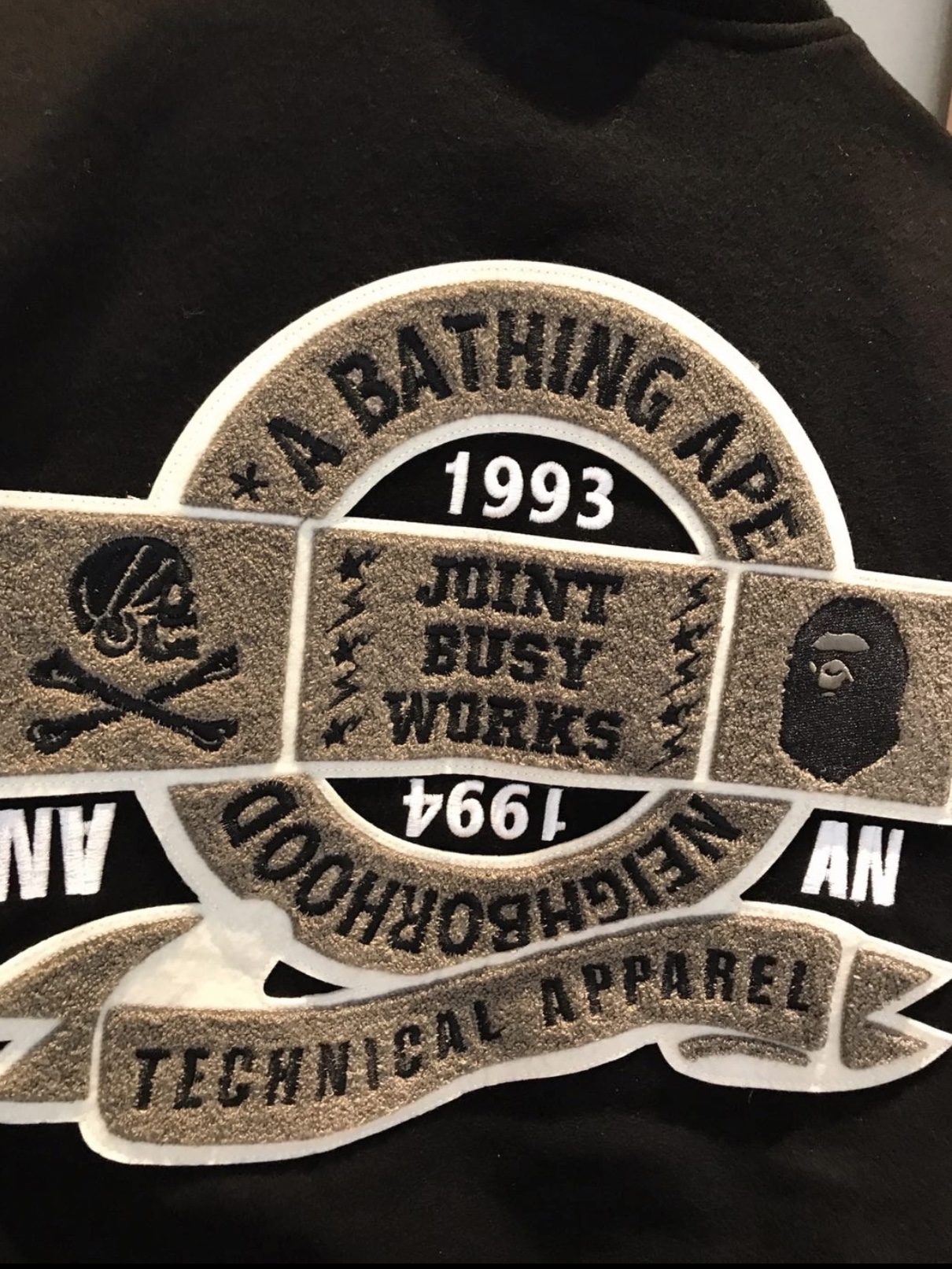 BAPE x Neighborhood Varsity Jacket Black - BAPE Exclusive 착용 스타일 - 3