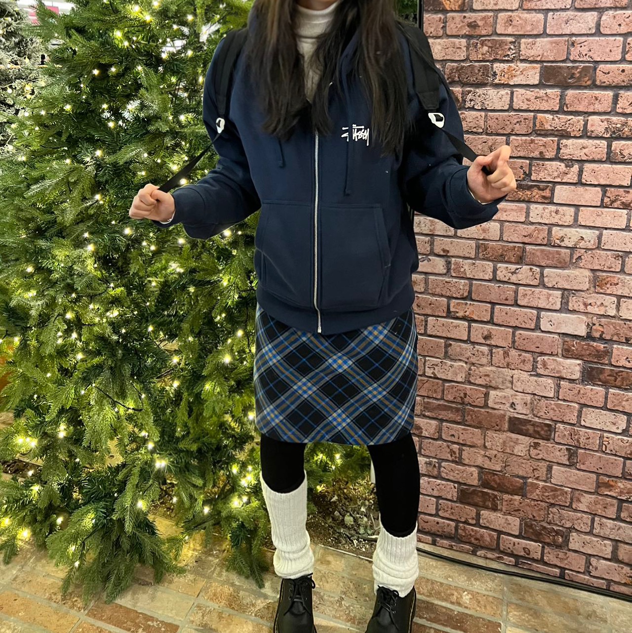 Stussy Basic Stussy Zip Hoodie Navy 2023 착용 스타일