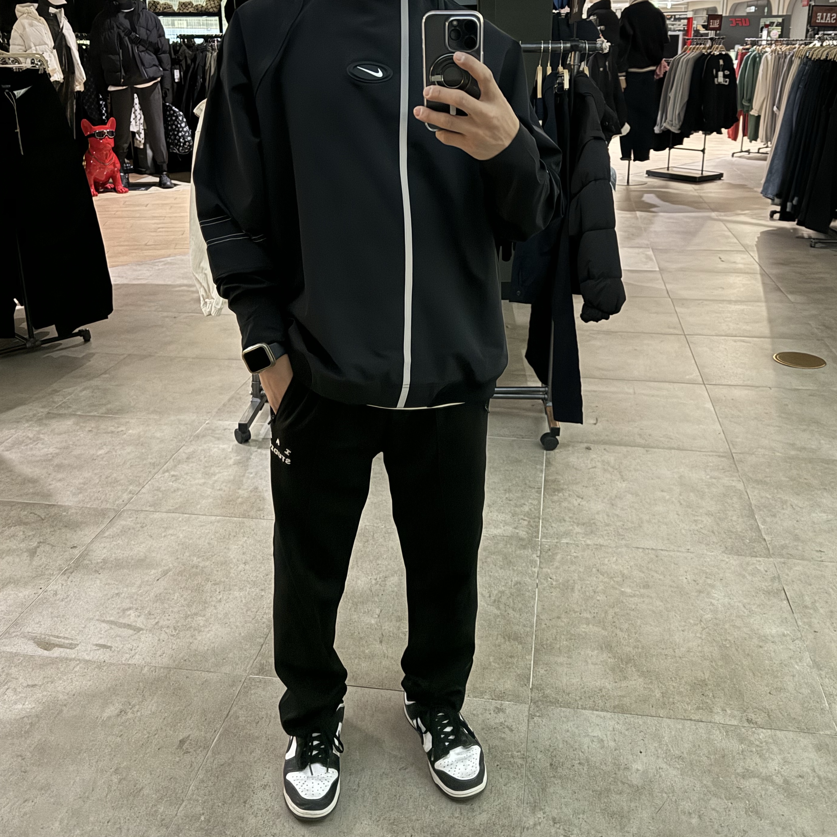 (W) Nike x Drake Nocta NRG LR L/S Crew Black (DV3631-010), IAB Studio Track Pants Black 착용 스타일 - 2