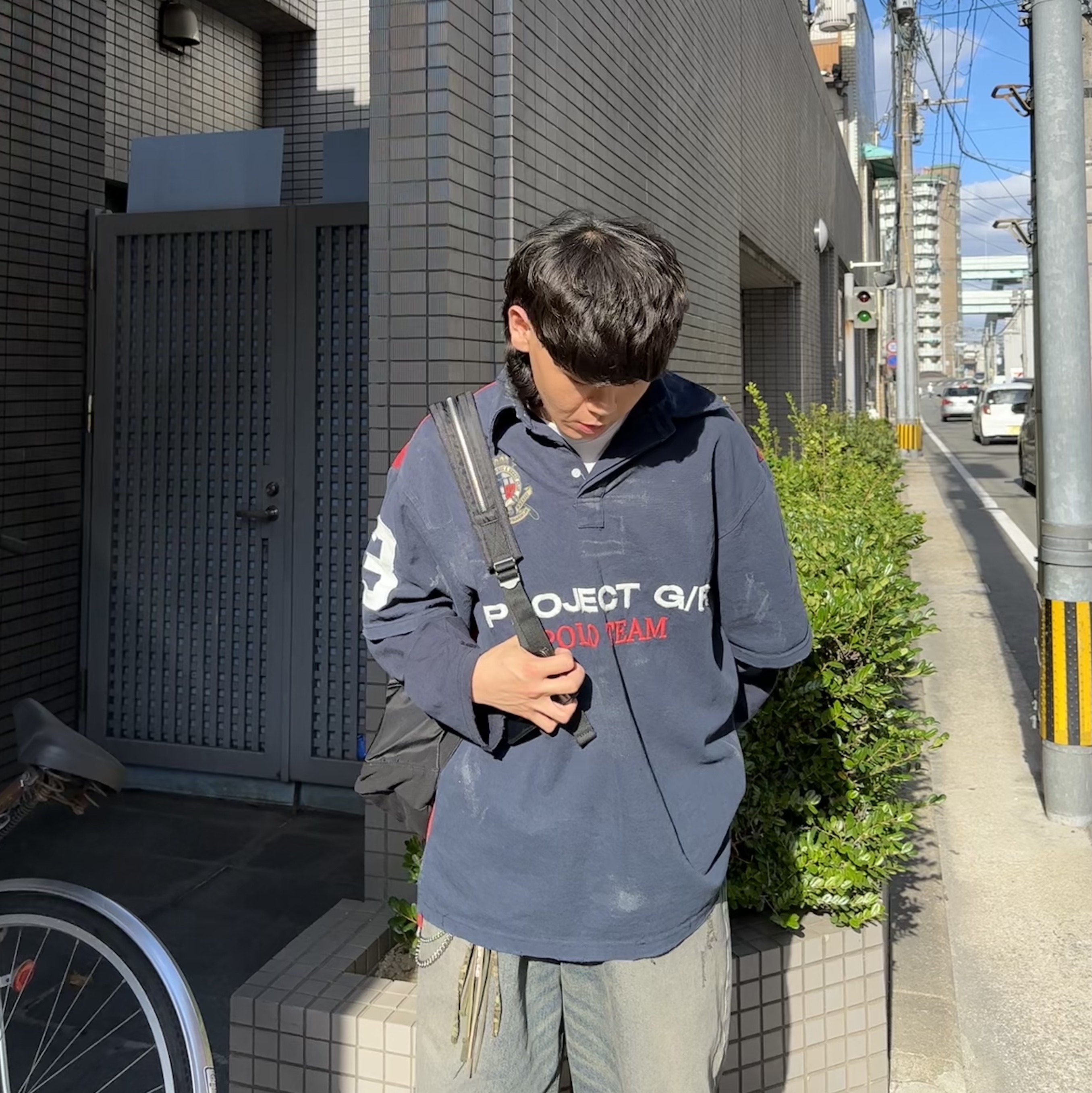 Project G/R Polo Parody Shirts Navy, Farfromwhat Far Zipper Ripstop Backpack Black 착용 스타일 - 1