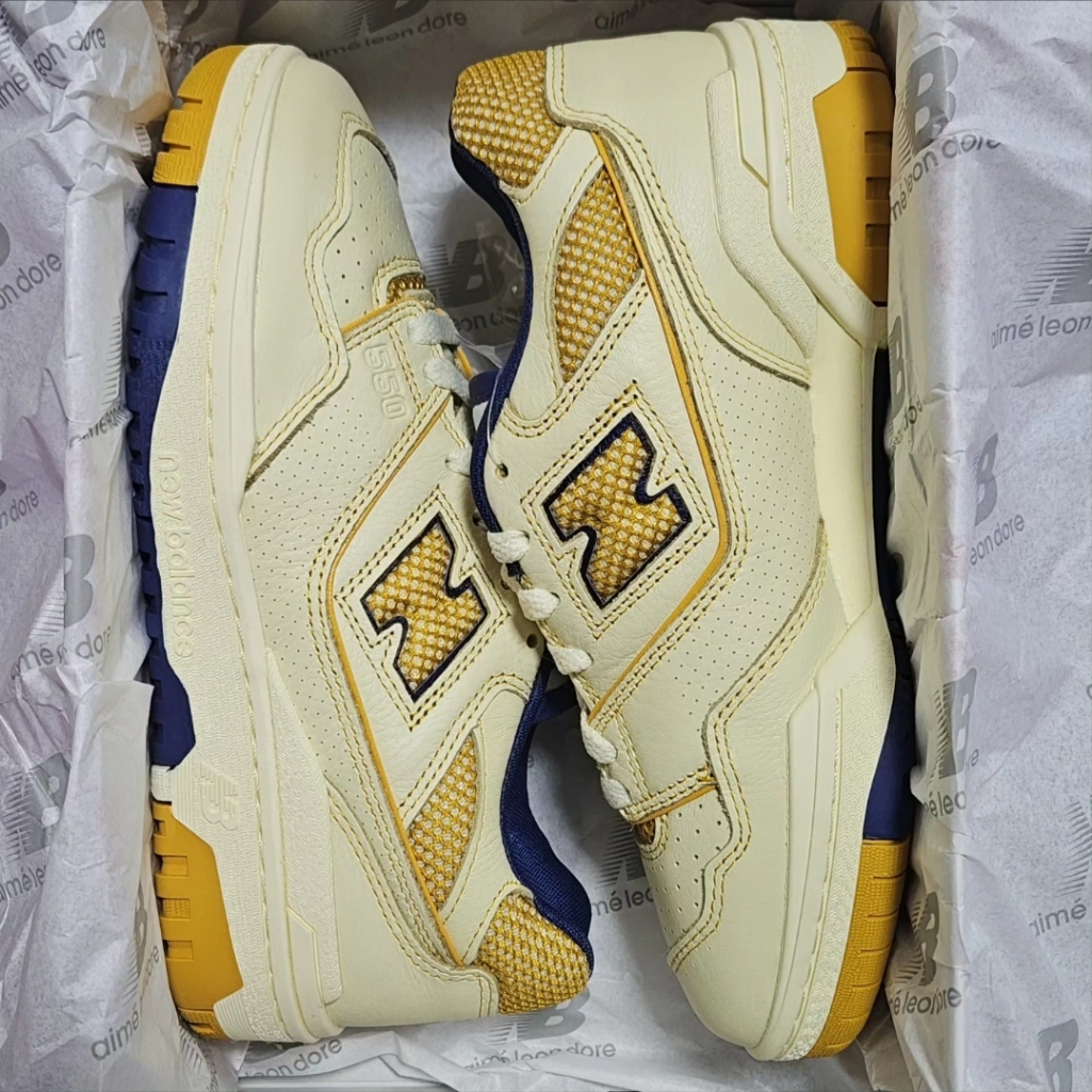 New Balance x Aime Leon Dore 550 Dawn Glow Victory Blue 착용 스타일