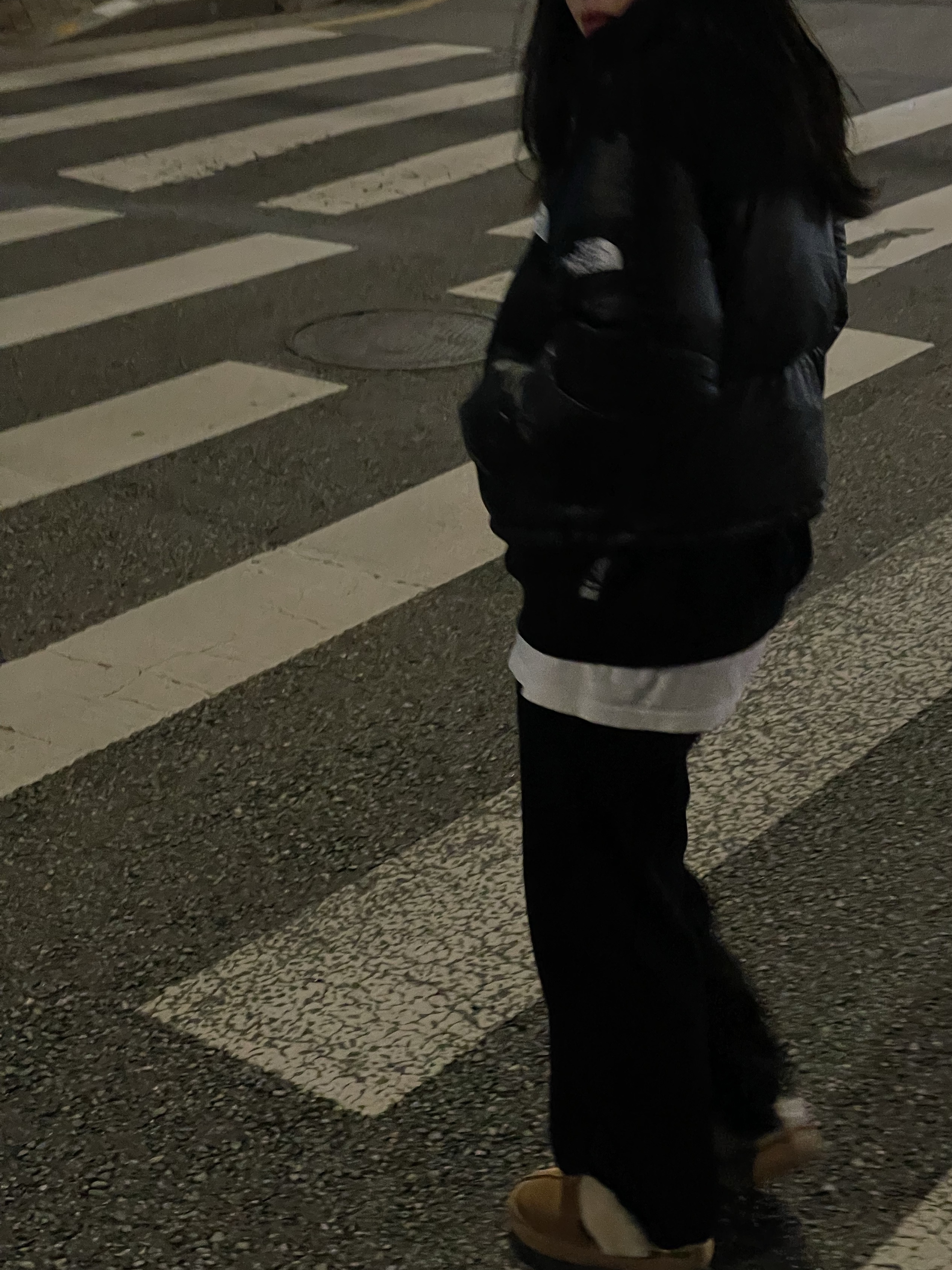 (W) The North Face White Label Novelty Nuptse Down Jacket Black 착용 스타일