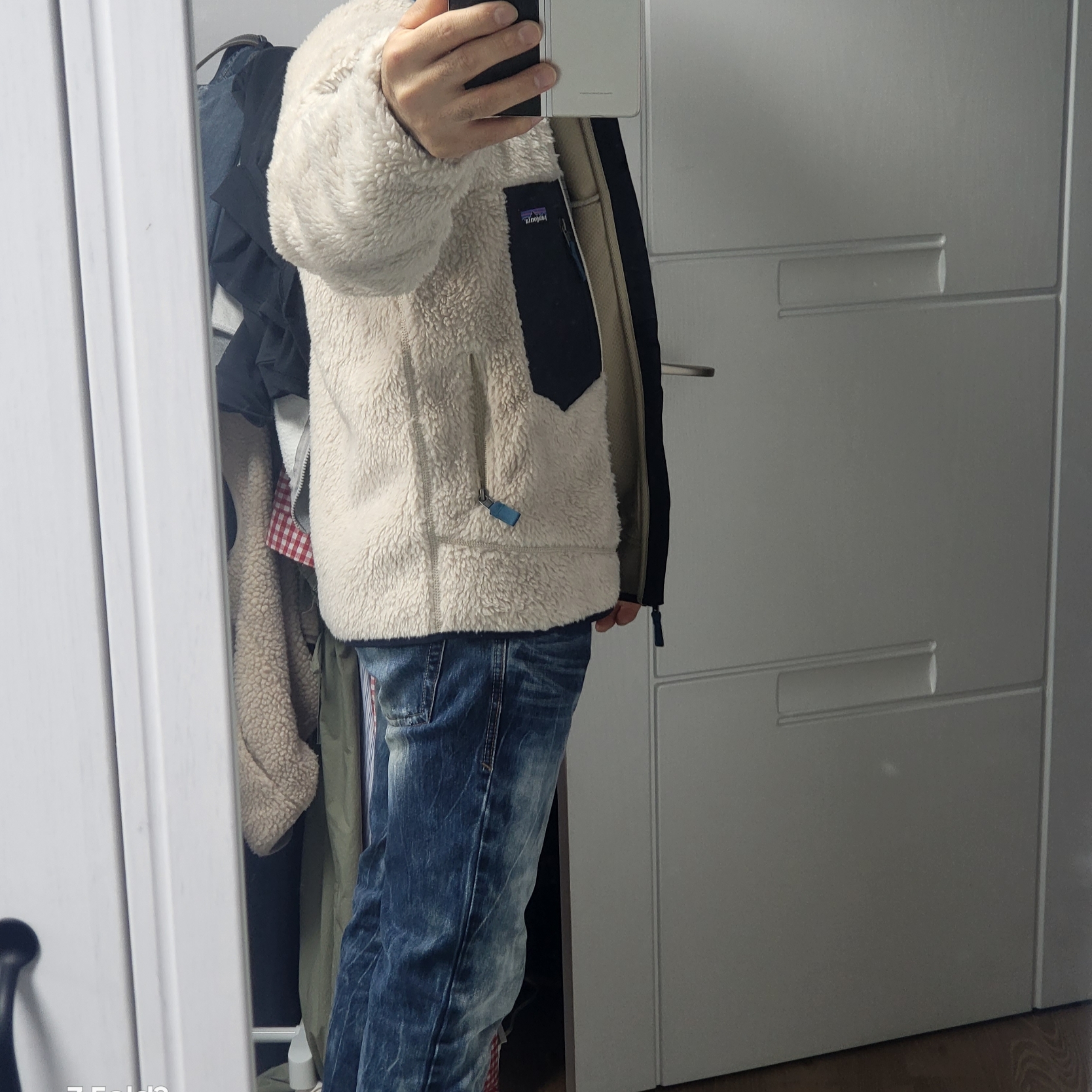 Patagonia Classic Retro-X Jacket Natural 착용 스타일 - 2