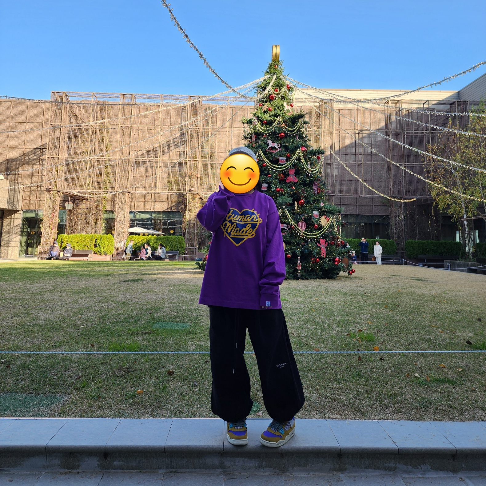 Jordan 4 x Union Retro SP Desert Moss, Human Made Graphic L/S T-Shirt #4 Purple 착용 스타일 - 1