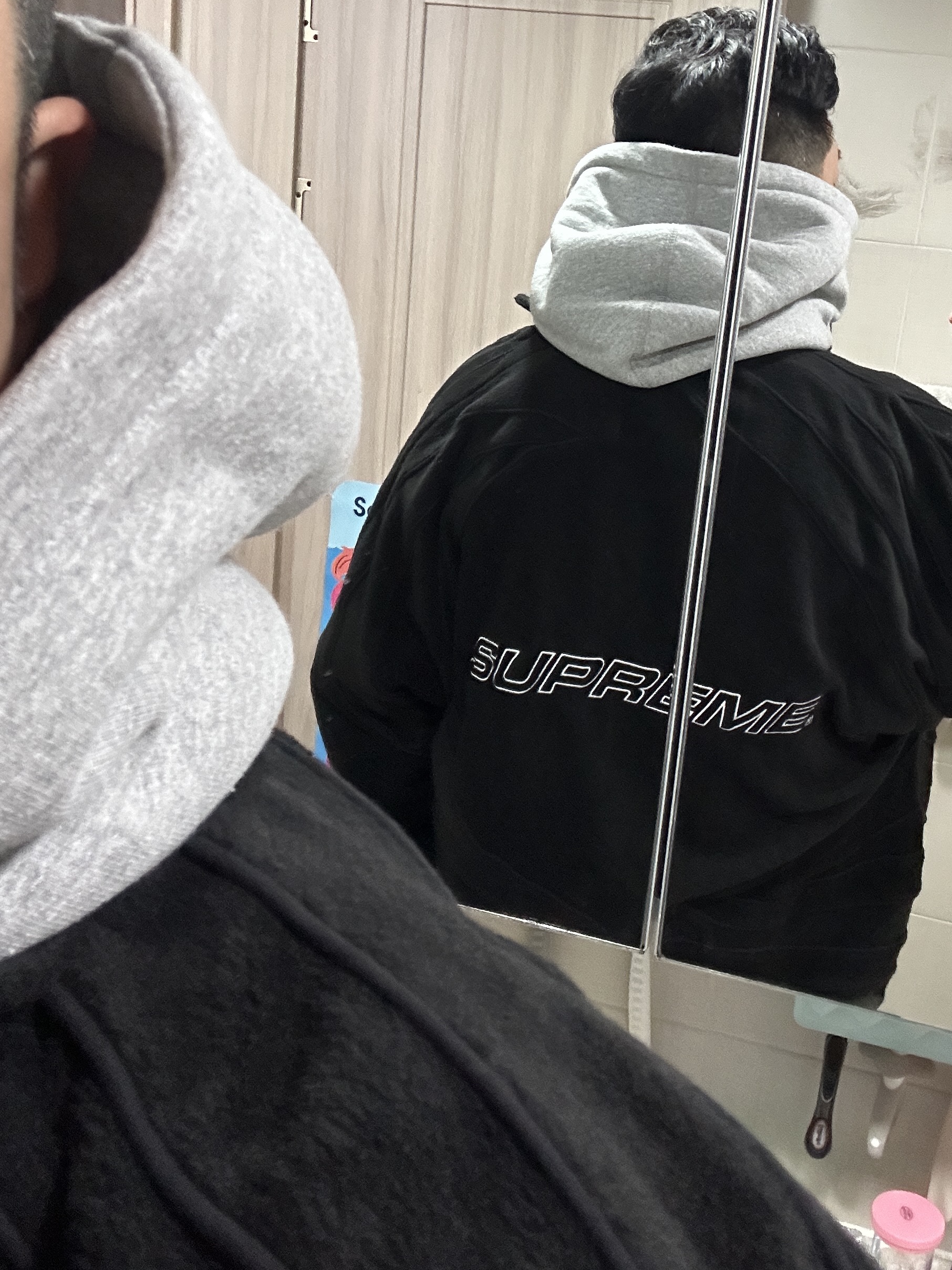 Supreme Racing Fleece Jacket Black - 23SS 착용 스타일 - 1