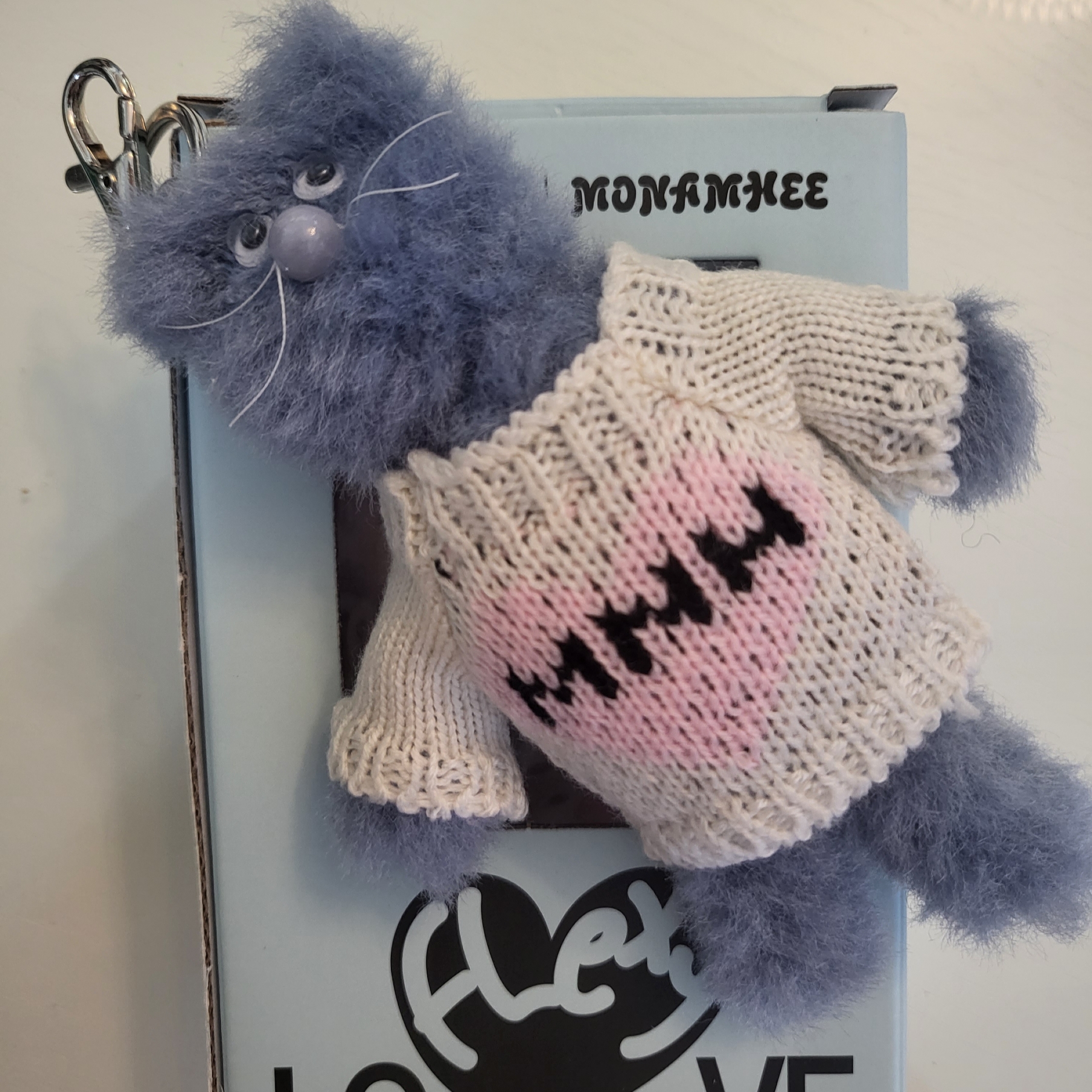 Monamhee Love Flexy Keyring Blue 착용 스타일 - 2