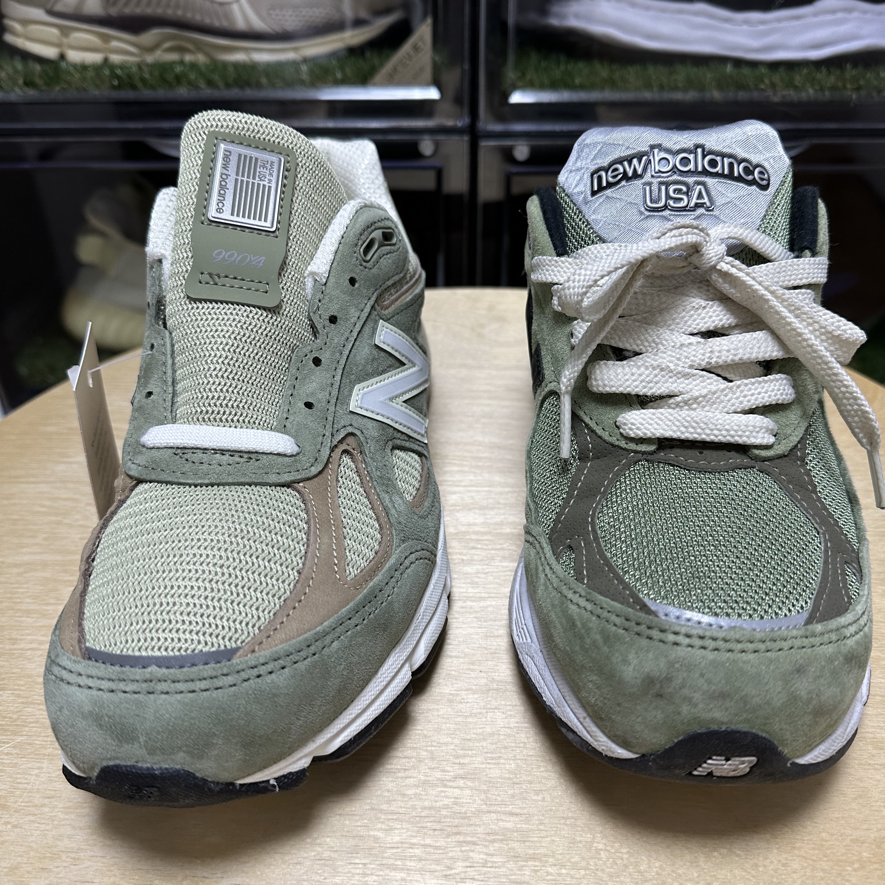 New Balance 990v4 Made in USA Olive Incense, New Balance x JJJJound 990v3 Olive 착용 스타일 - 2