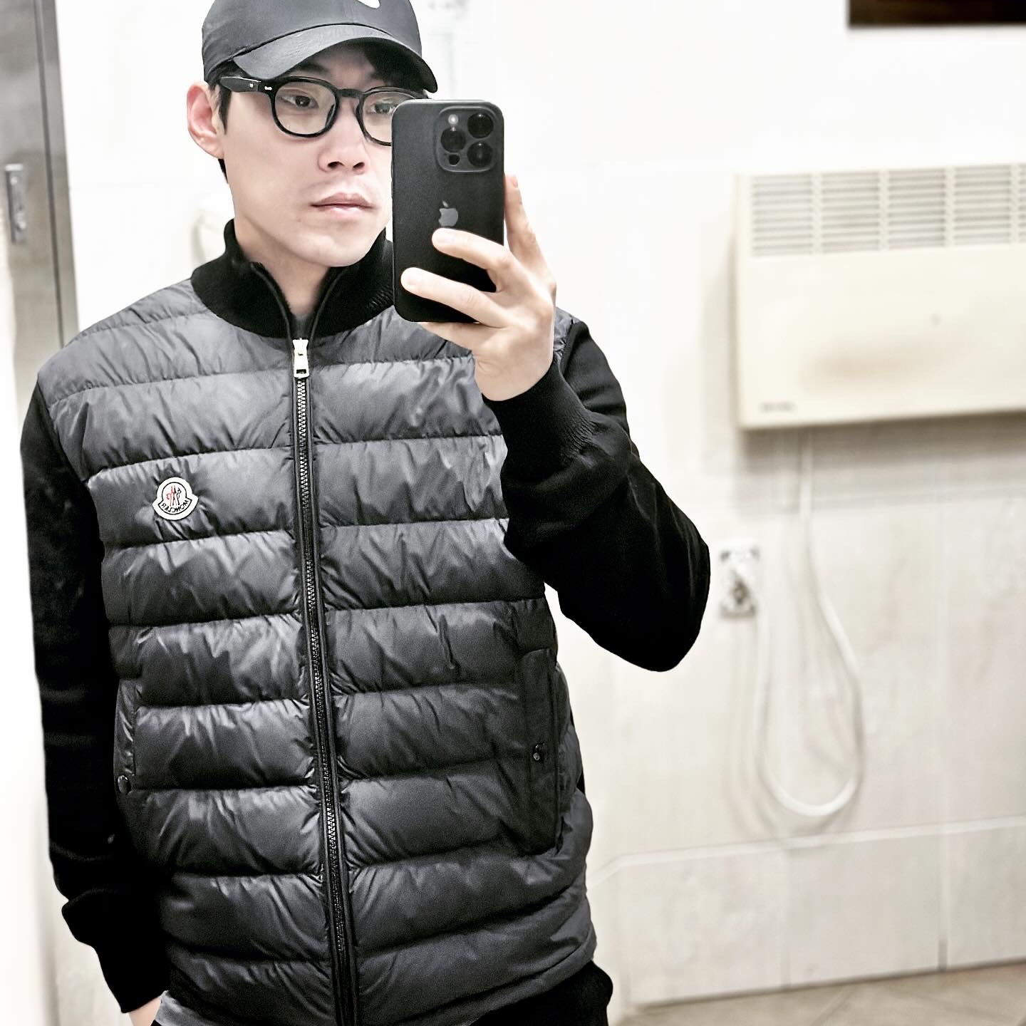 Moncler Padded Wool Cardigan Black - 23SS 착용 스타일