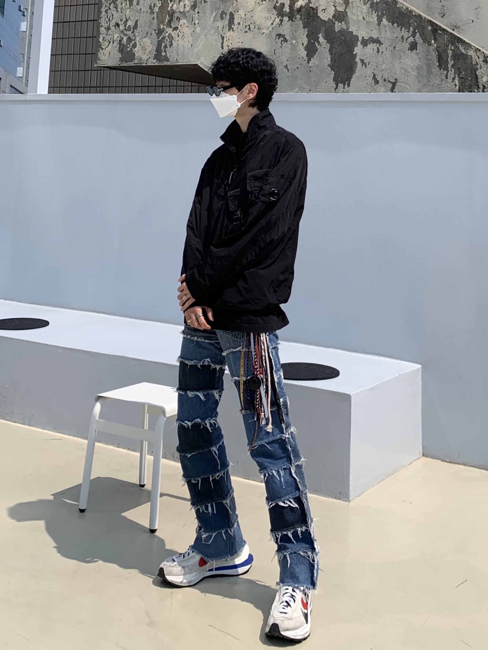 Nike x Sacai VaporWaffle Royal Fuchsia 착용 스타일