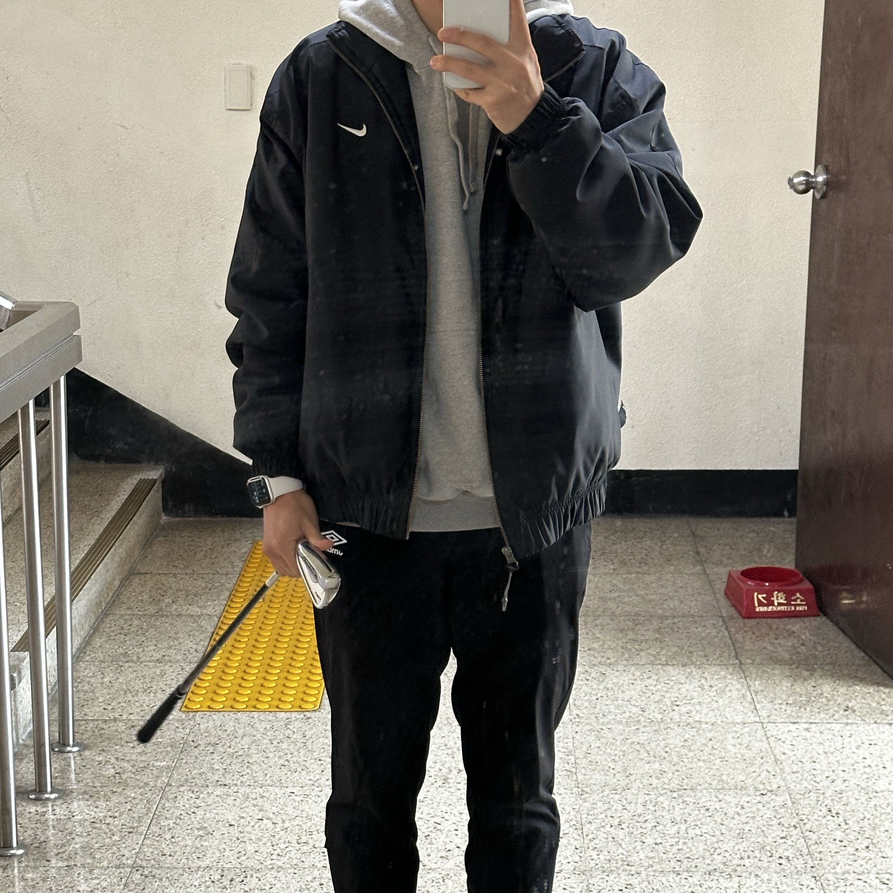 Nike NRG Solo Swoosh Satin Bomber Jacket Black - Asia 착용 스타일