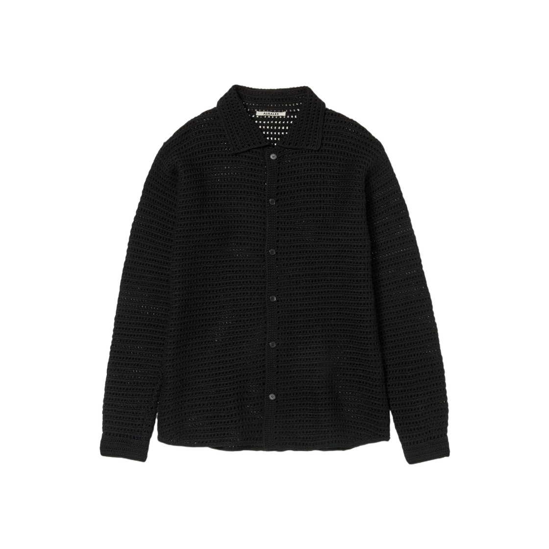 Auralee Hand Crochet Wool Knit Shirts Black 상세 이미지 1