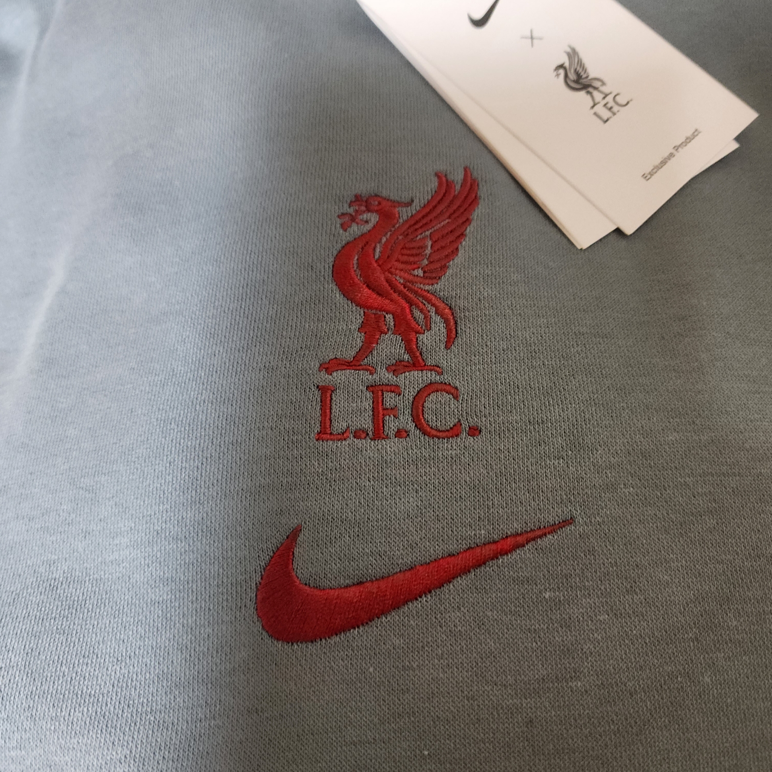 Nike Liverpool Club Pullover Hoodie Smoke Grey (DV2041-012) 착용 스타일 - 1