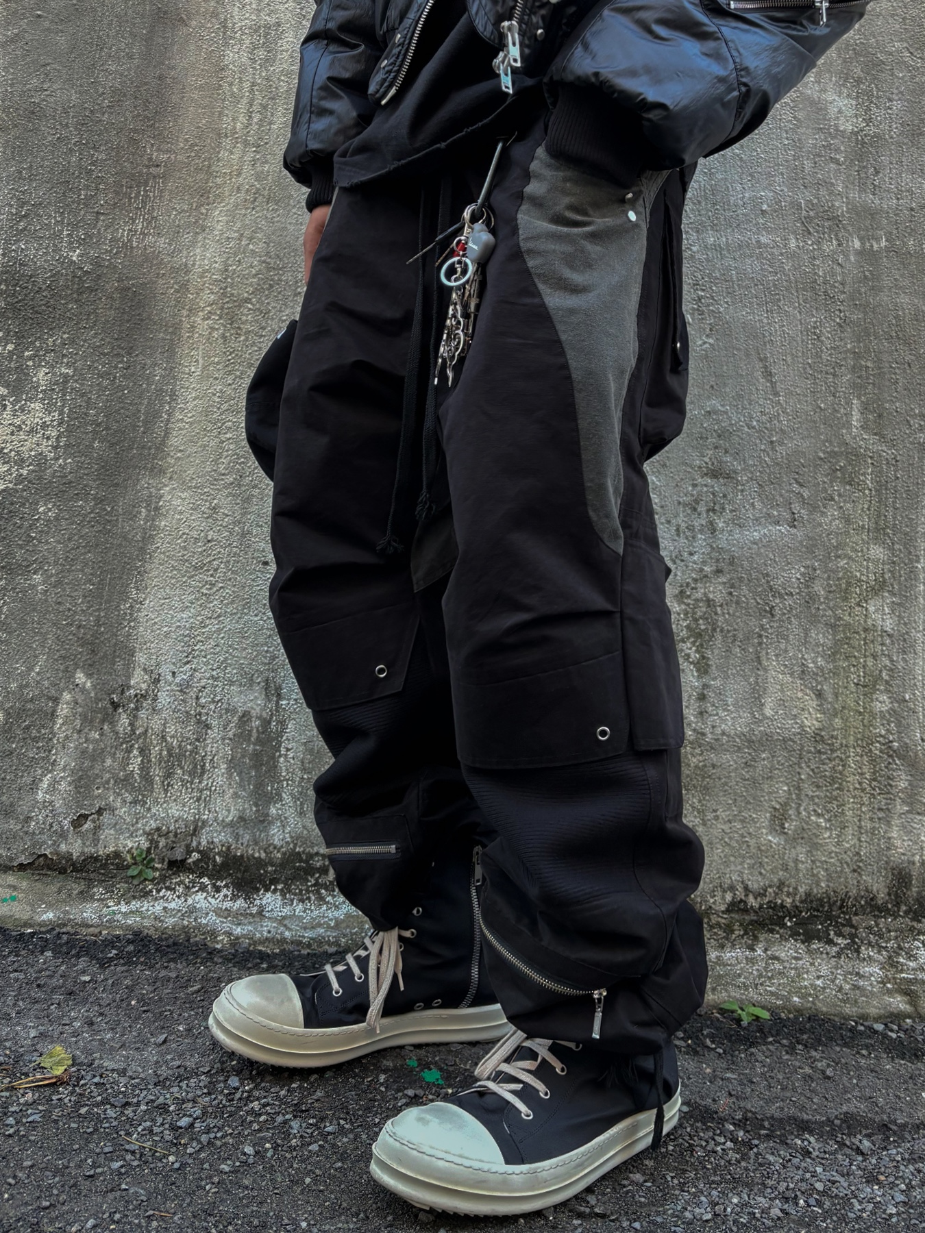 Rick Owens Drkshdw Calf Leather Penta Sneakers Black Milk White 착용 스타일 - 4