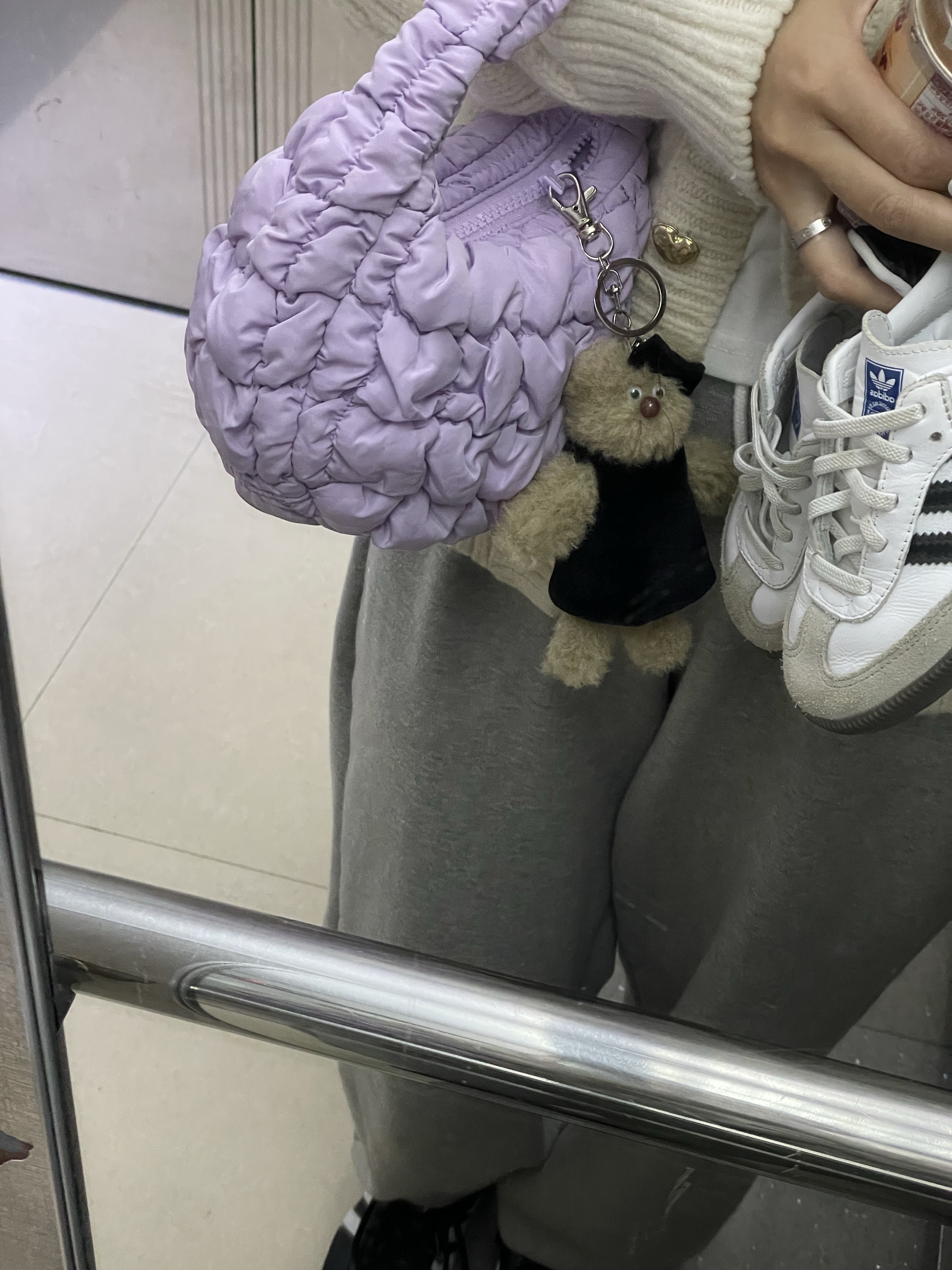 COS Quilted Micro Bag Purple 착용 스타일