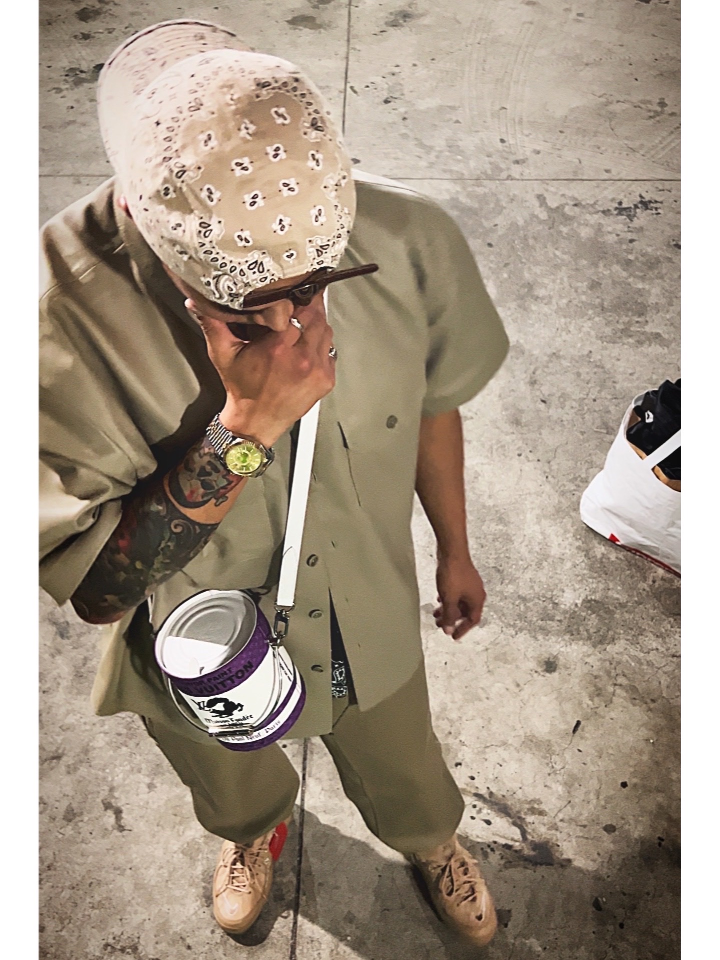 Supreme Bandana Camp Cap Tan - 21SS, Nike x Supreme Air Zoom Flight 95 SP Hemp 착용 스타일 - 3